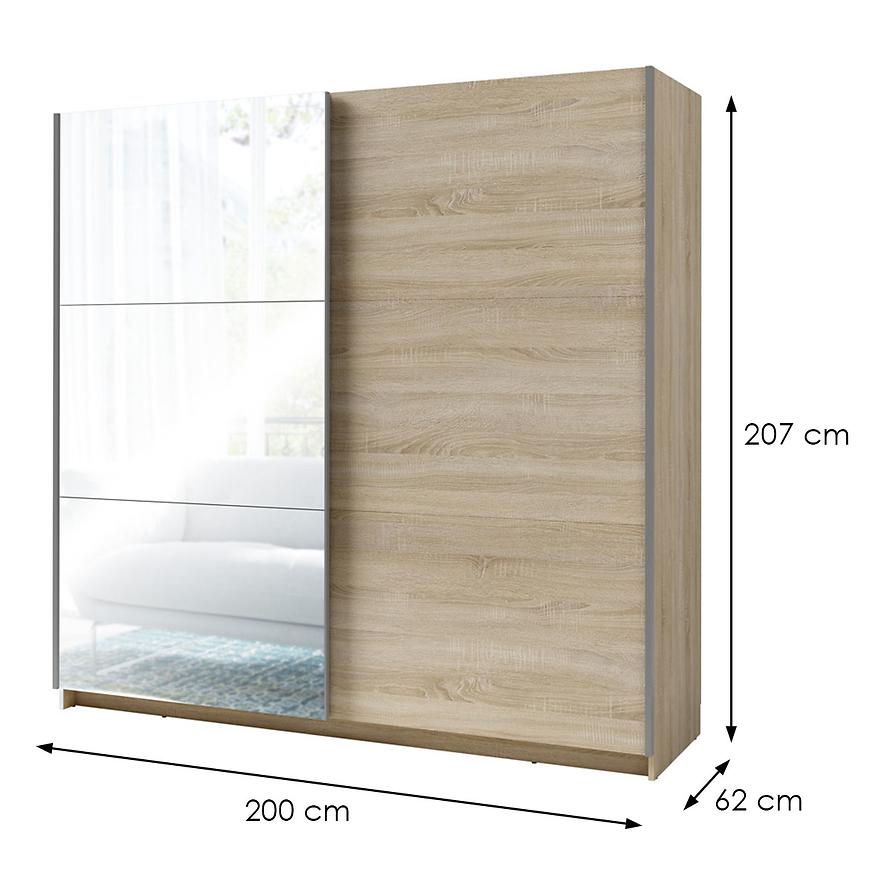 MO Arsala III 11 Schwebetürenschrank mit Spiegel 200cm - Sonoma Eiche