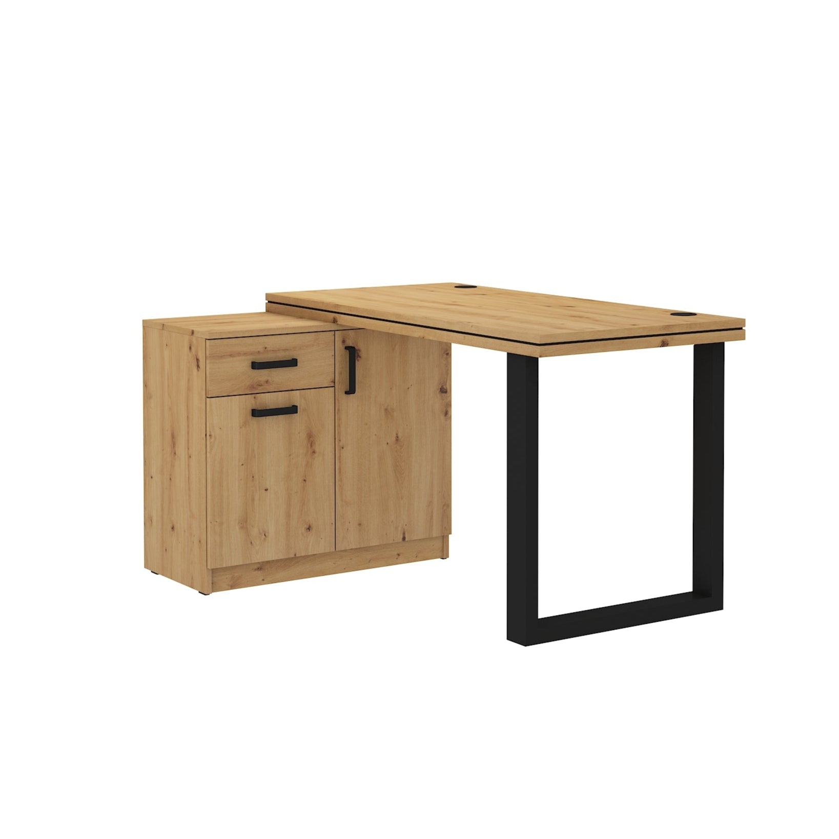 LE Malta 140 Schreibtisch mit Schrank – Front und Korpus aus Artisan-Eiche