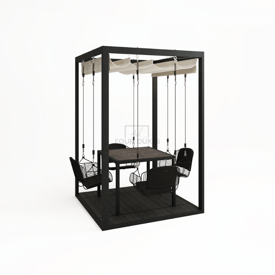 Four Dukes 4-Sitzer-Schaukeltisch-Set – Metallschaukeln
