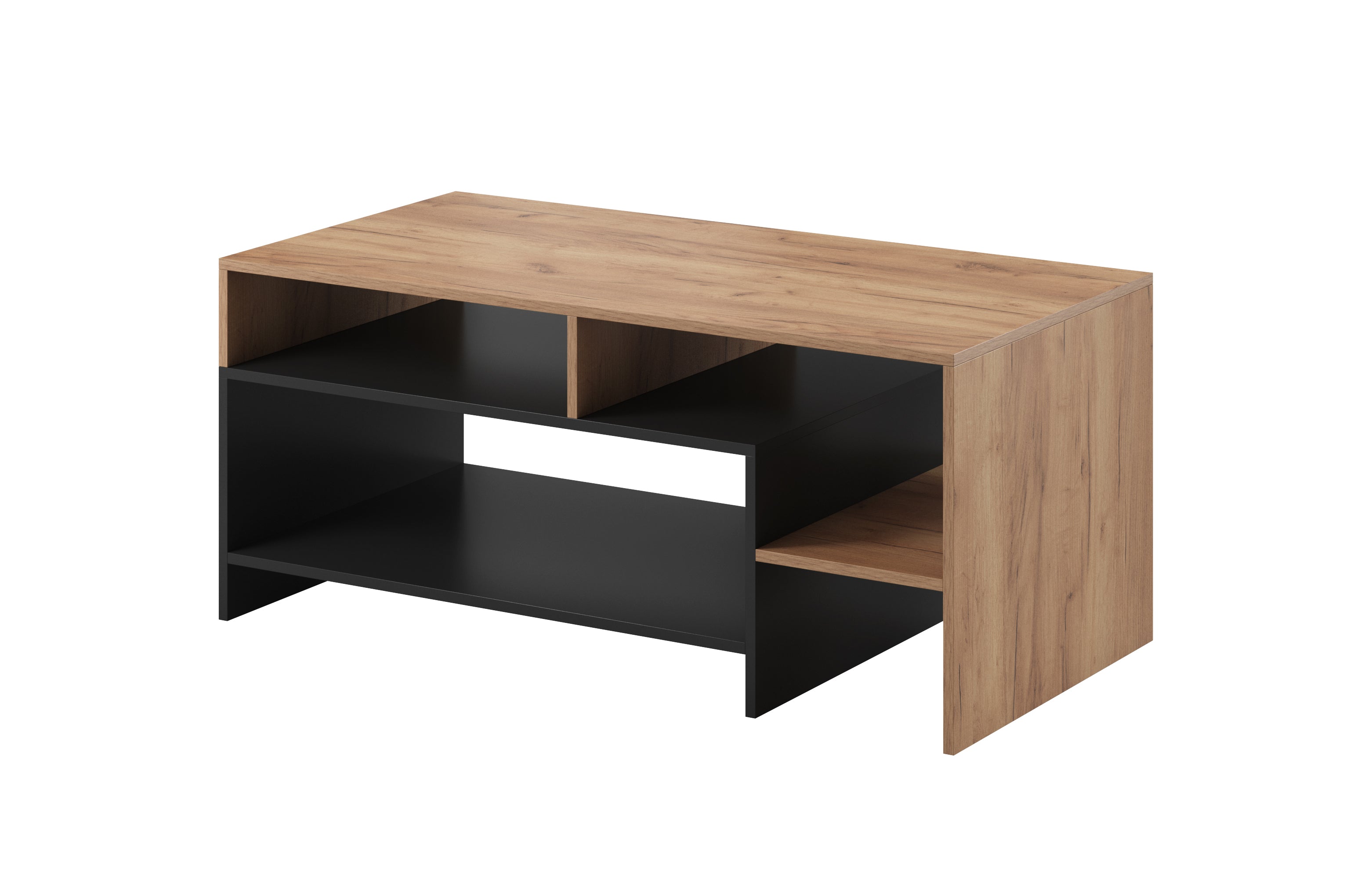 Lask ALVA Couchtisch – 120 x 60 x 53 cm – Goldene Eiche & Anthrazit