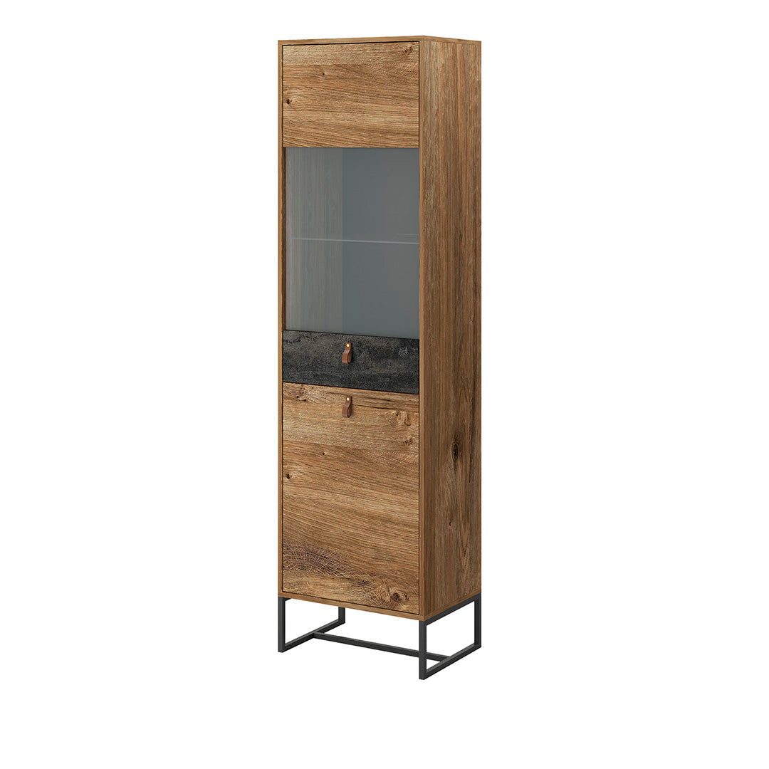 Dark Cabinet 53 - Aufbewahrungsschrank mit Glasvitrine und zwei Türen