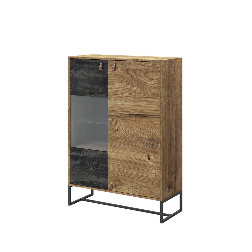 Dark Cabinet 93 - Zweitüriger Aufbewahrungsschrank mit Glasvitrine