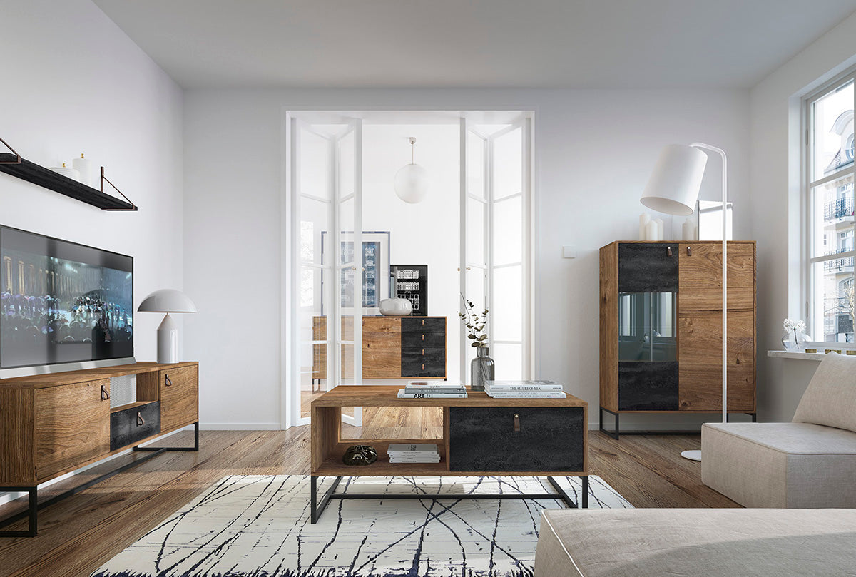 Dark TV Stand - Contemporary Loft Design with Practical Functionality