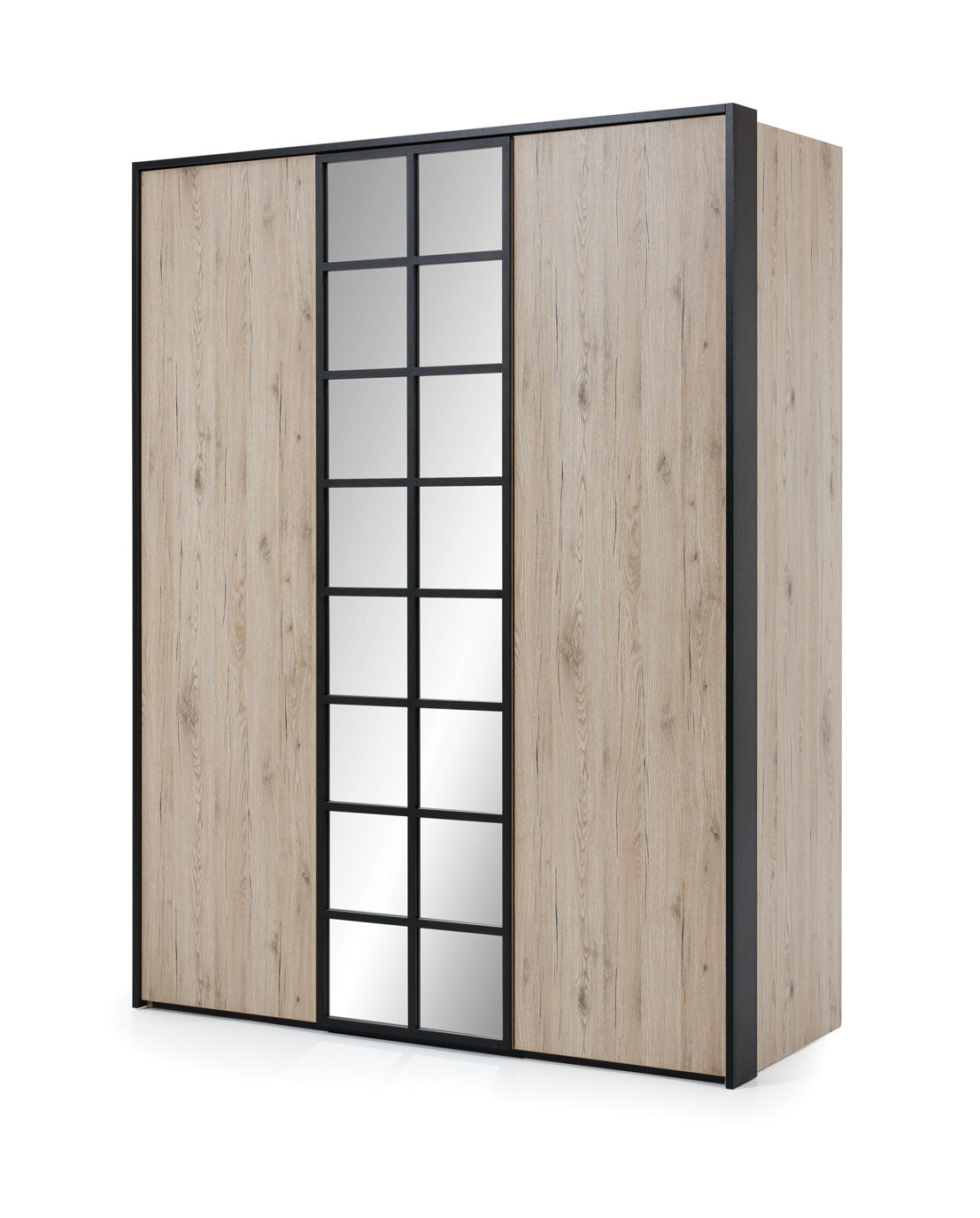 NE Glass Loft 3-türiger Kleiderschrank mit Spiegel – 161 cm