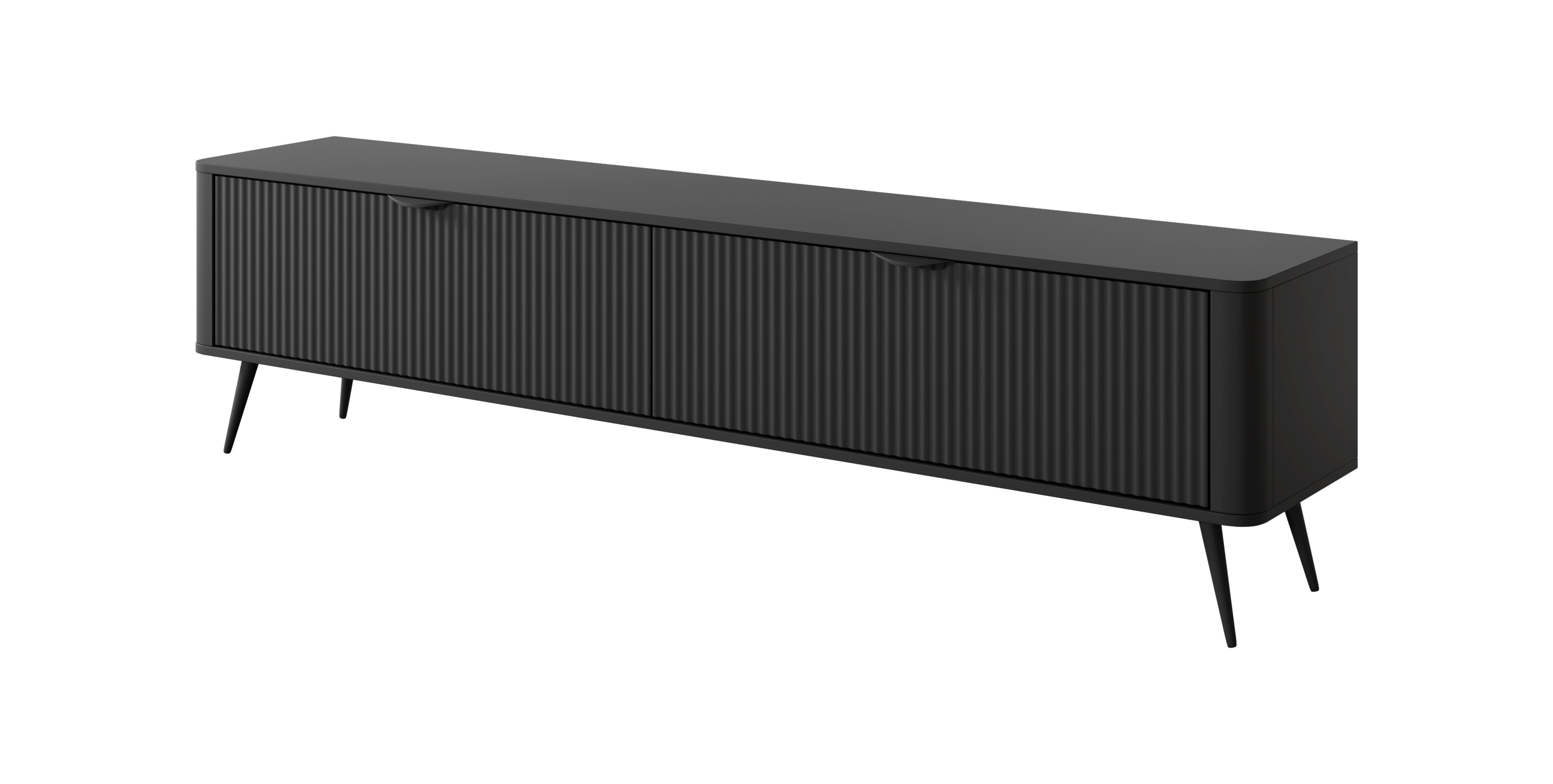 Lask Lante – TV Cabinet 200 cm with 2 Doors Black (200 × 51.2 × 38 cm)