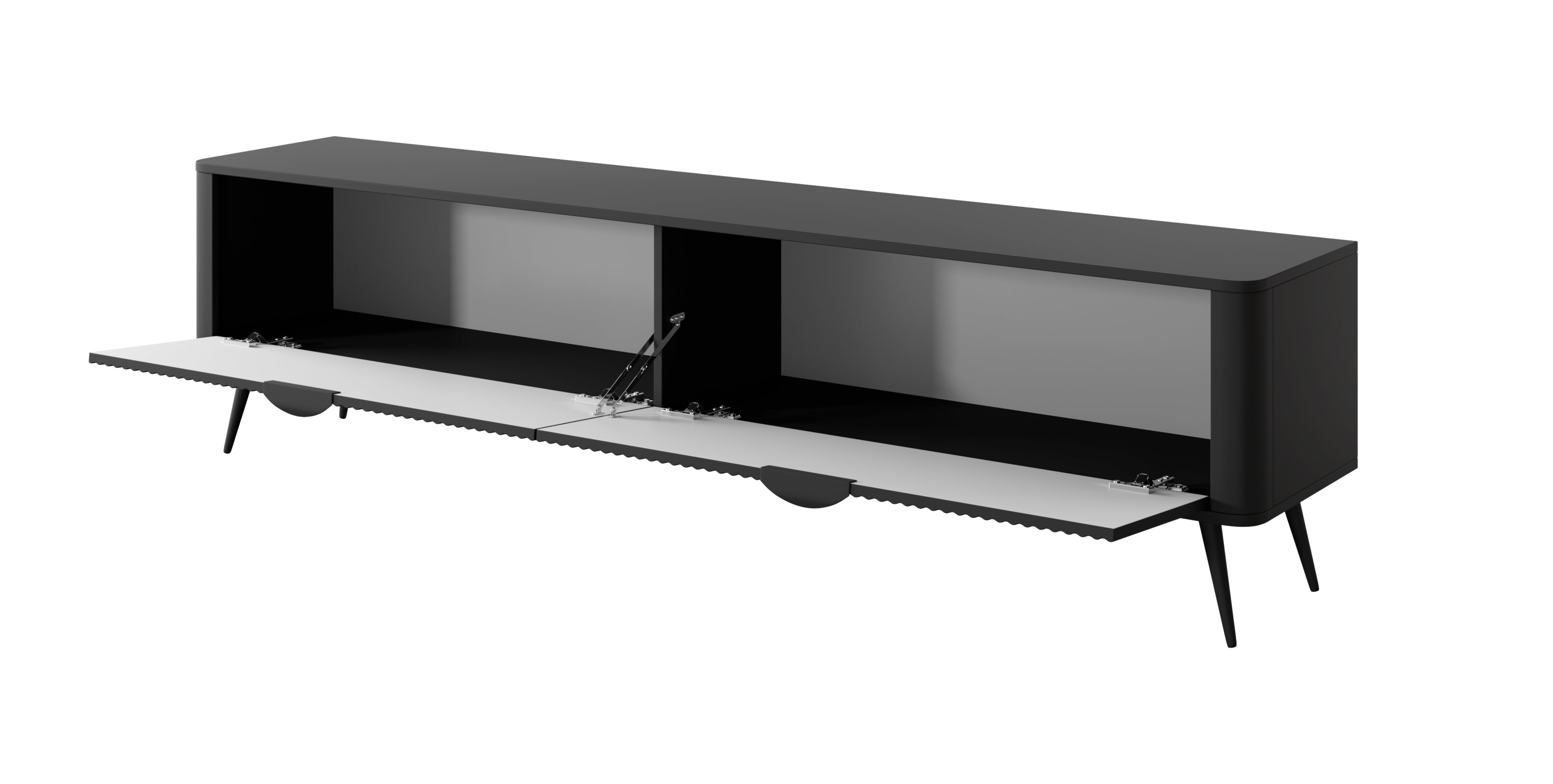 Lask Lante – TV Cabinet 200 cm with 2 Doors Black (200 × 51.2 × 38 cm)