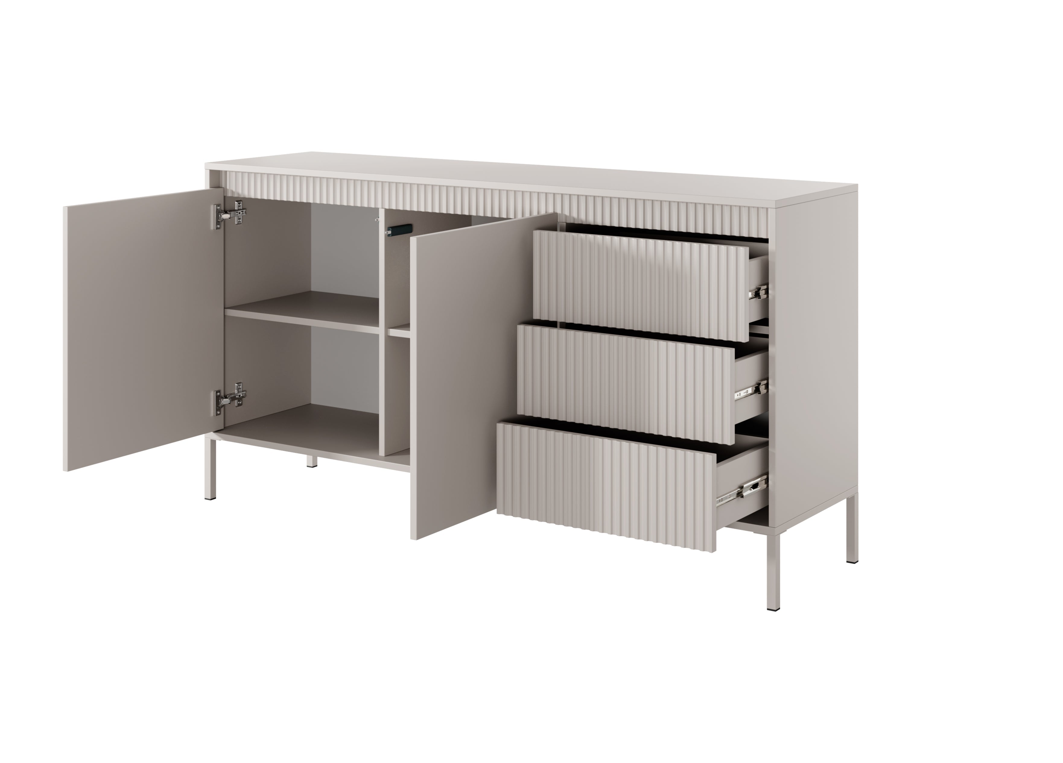 Lask Senso - Sideboard 153 cm beige (2 Türen, 3 Schubladen)