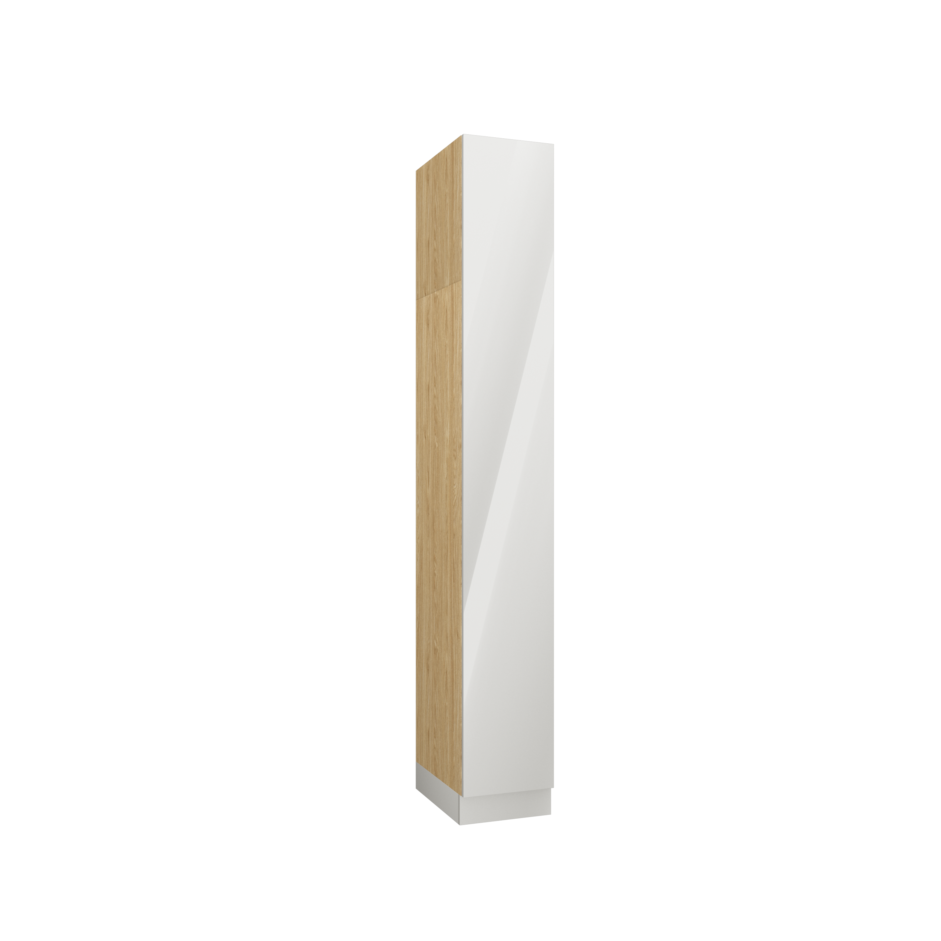SLEEP VARIA Wardrobe 1D 35 cm with Shelves – Oiled Oak / White Gloss