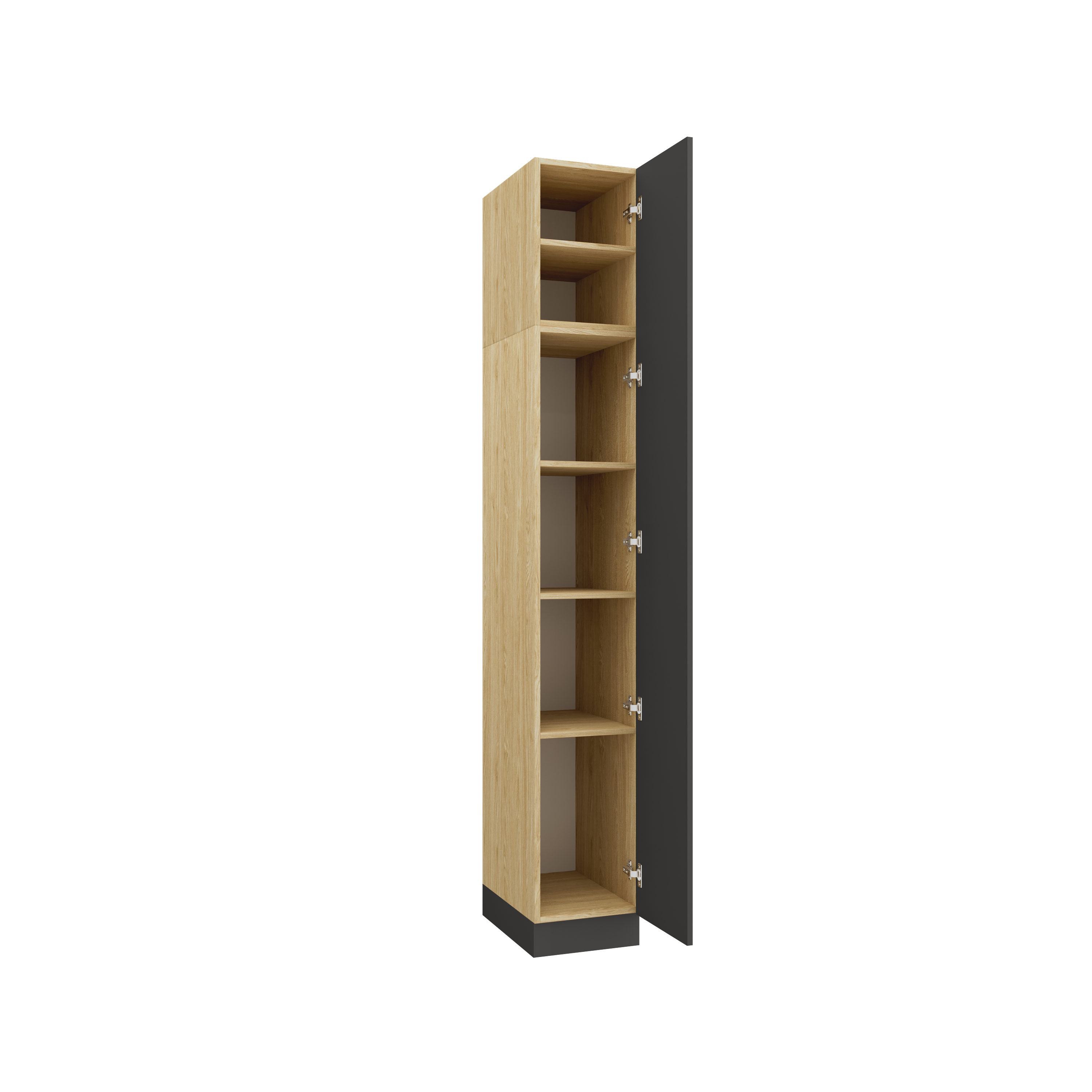 SLEEP VARIA Kleiderschrank 1T 35 cm mit Einlegeböden – Eiche geölt/Graphit