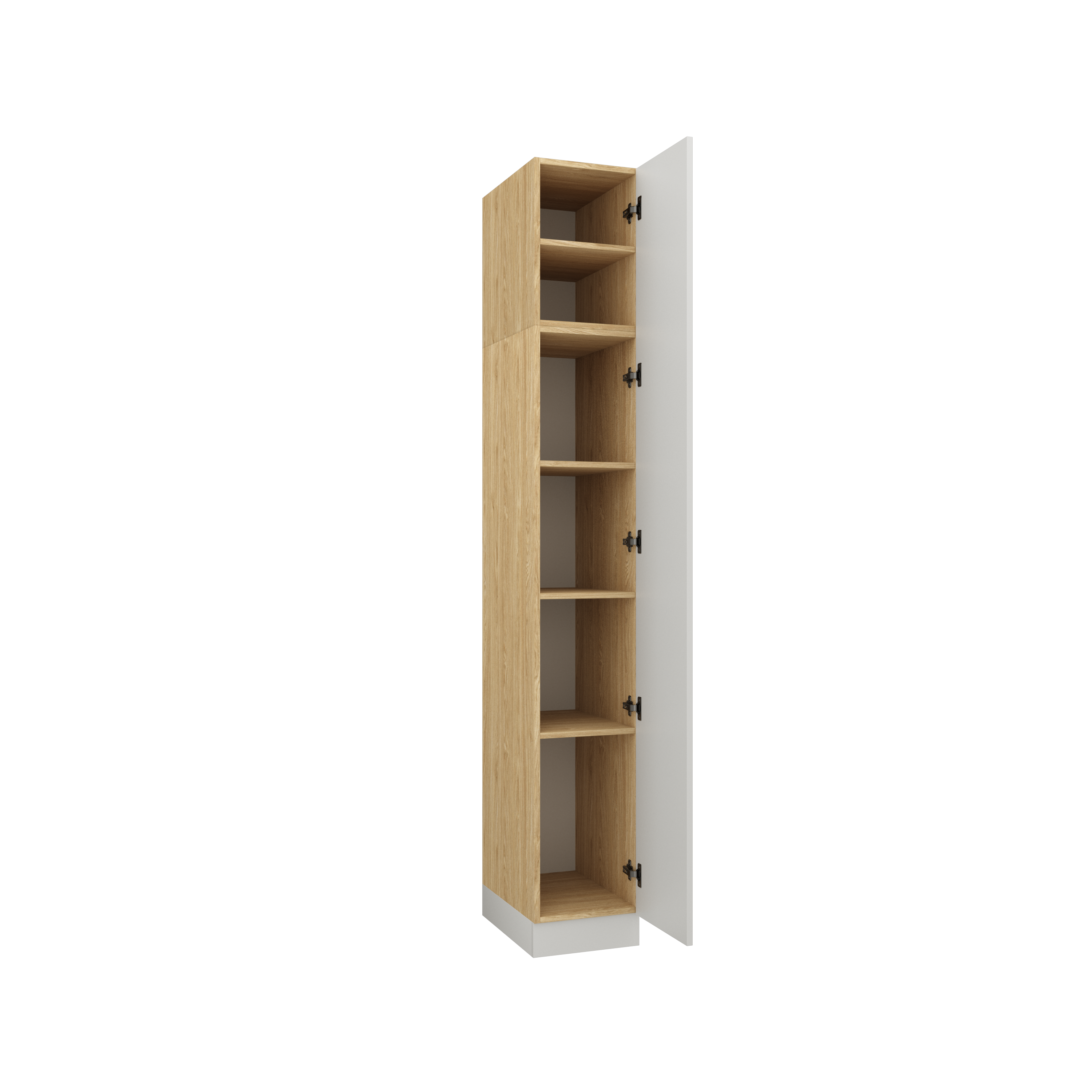 SLEEP VARIA Wardrobe 1D 35 cm with Shelves – Oiled Oak / White Gloss