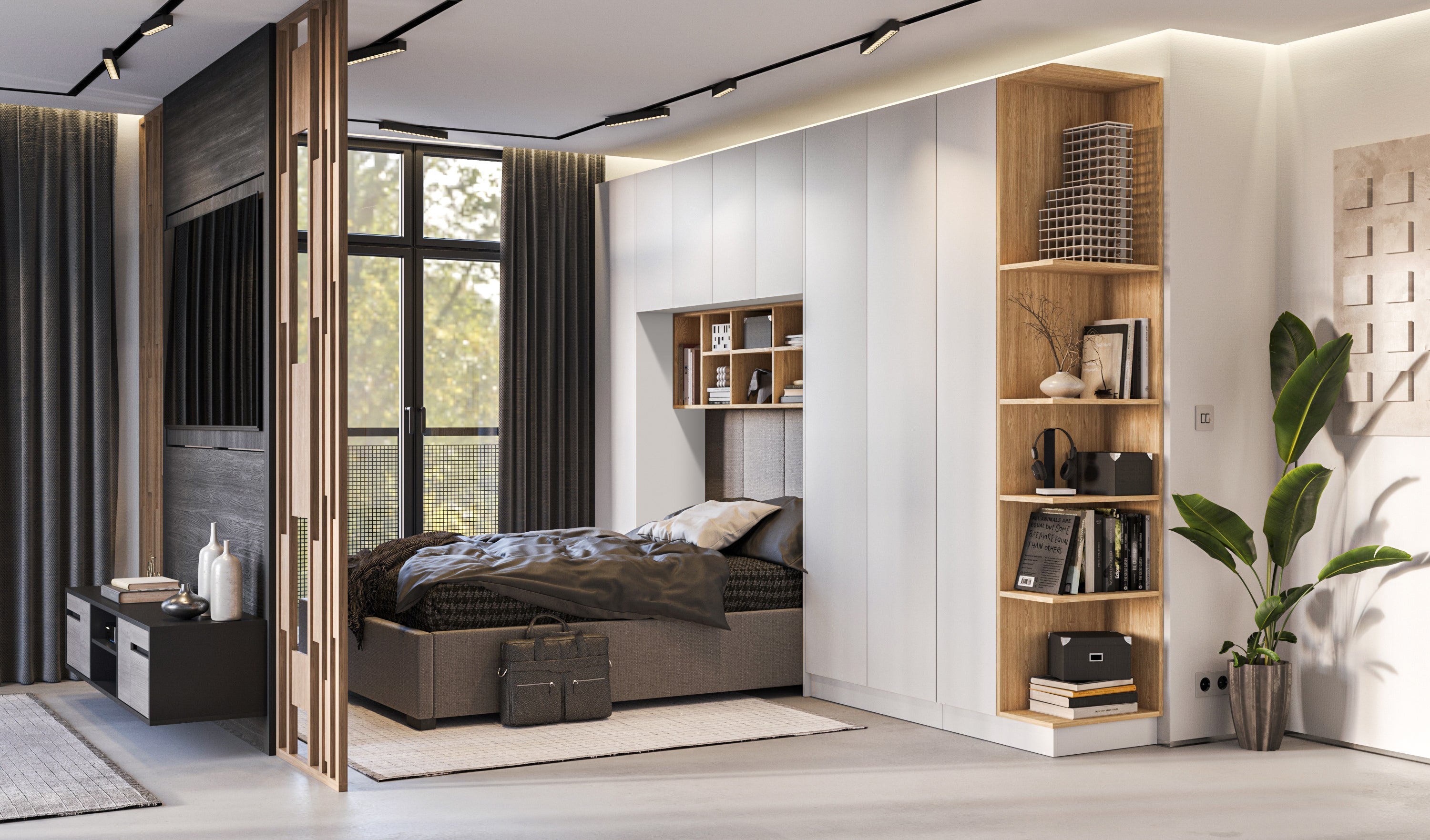 SLEEP VARIA Customizable Bedroom Build-in System – Oiled Oak / White Matt