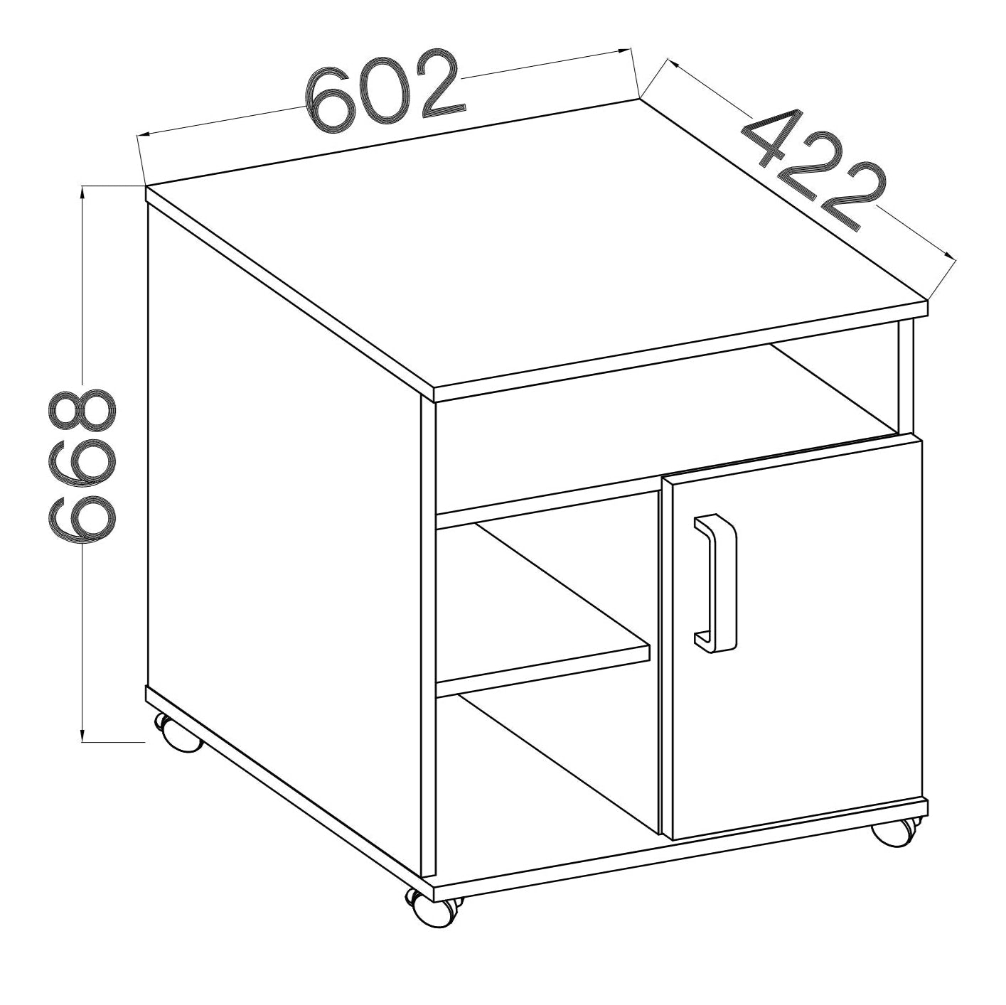 LE Malta 230 1F Niedriger mobiler Unterschrank aus Artisan-Eiche