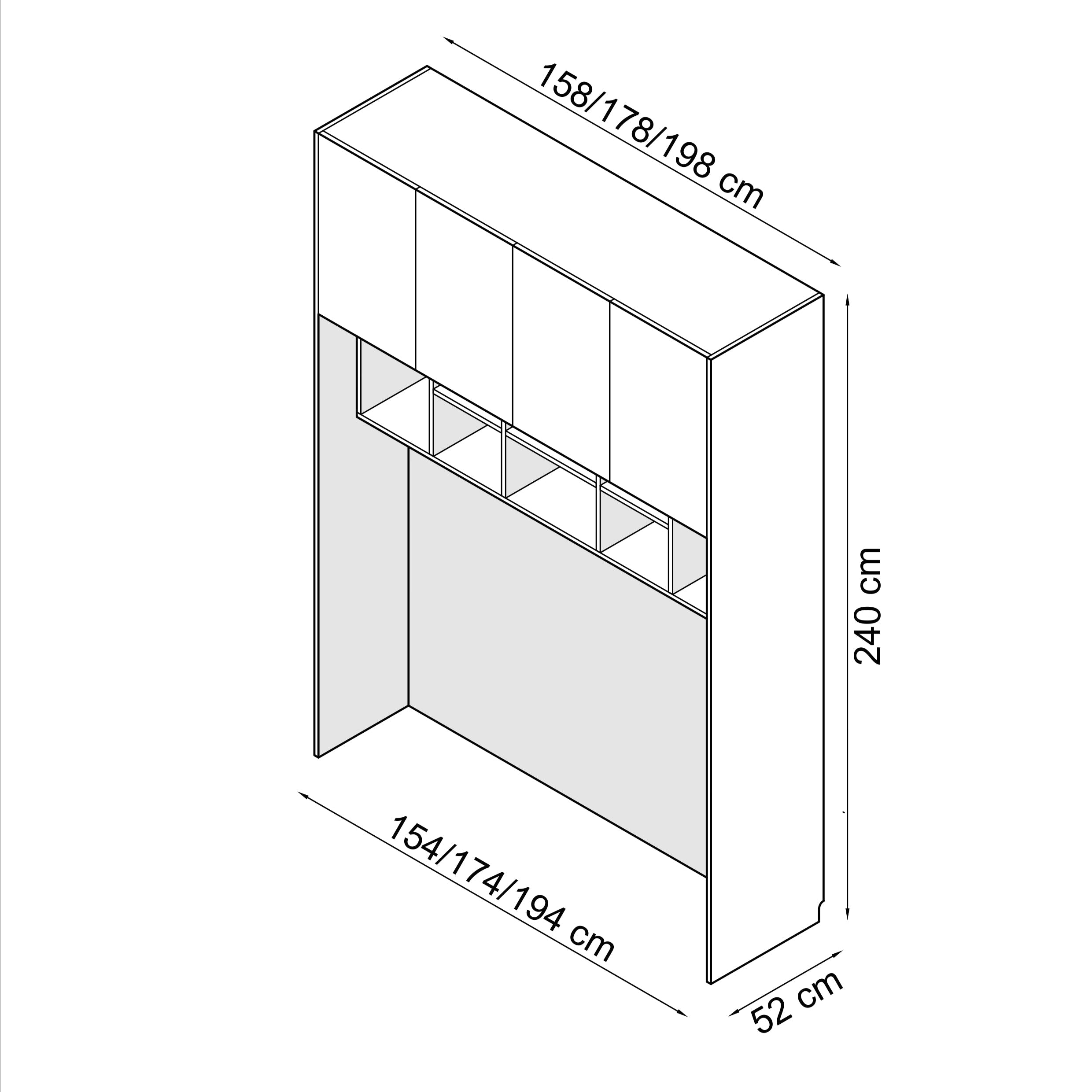 Sleep Varia Schlafzimmer-Einbausystem – Bettgestell – Eiche geölt / Graphit