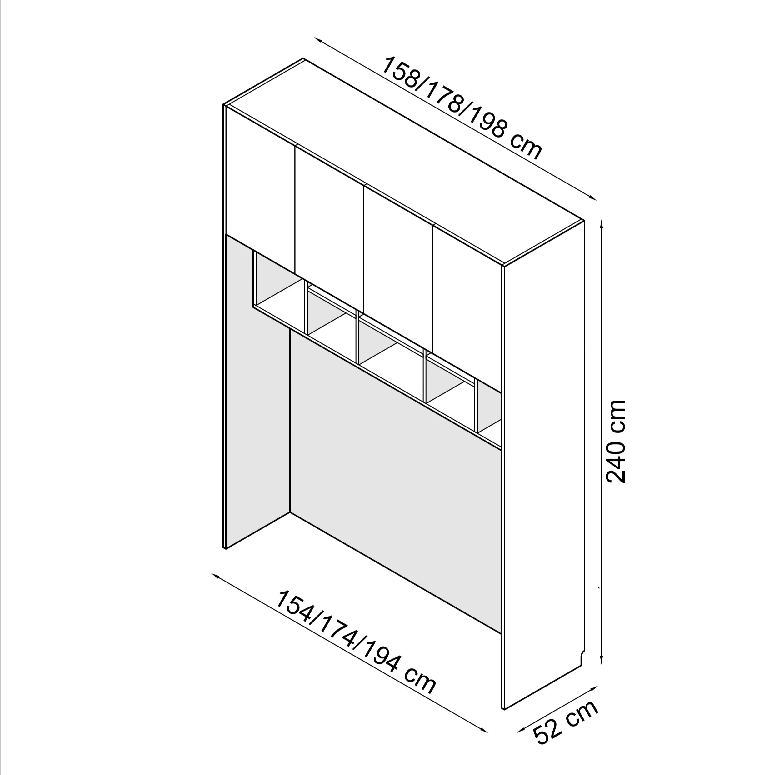 Sleep Varia Schlafzimmer-Einbausystem – Bettgestell – Eiche geölt / Weiß Matt (Fronten)
