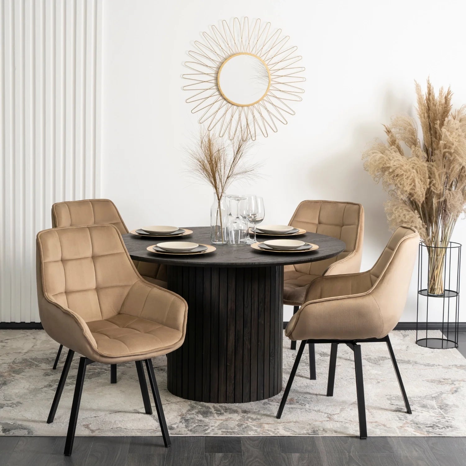 Elite LUNA Beige Velvet Swivel Chair – Elegant Comfort & Modern Design