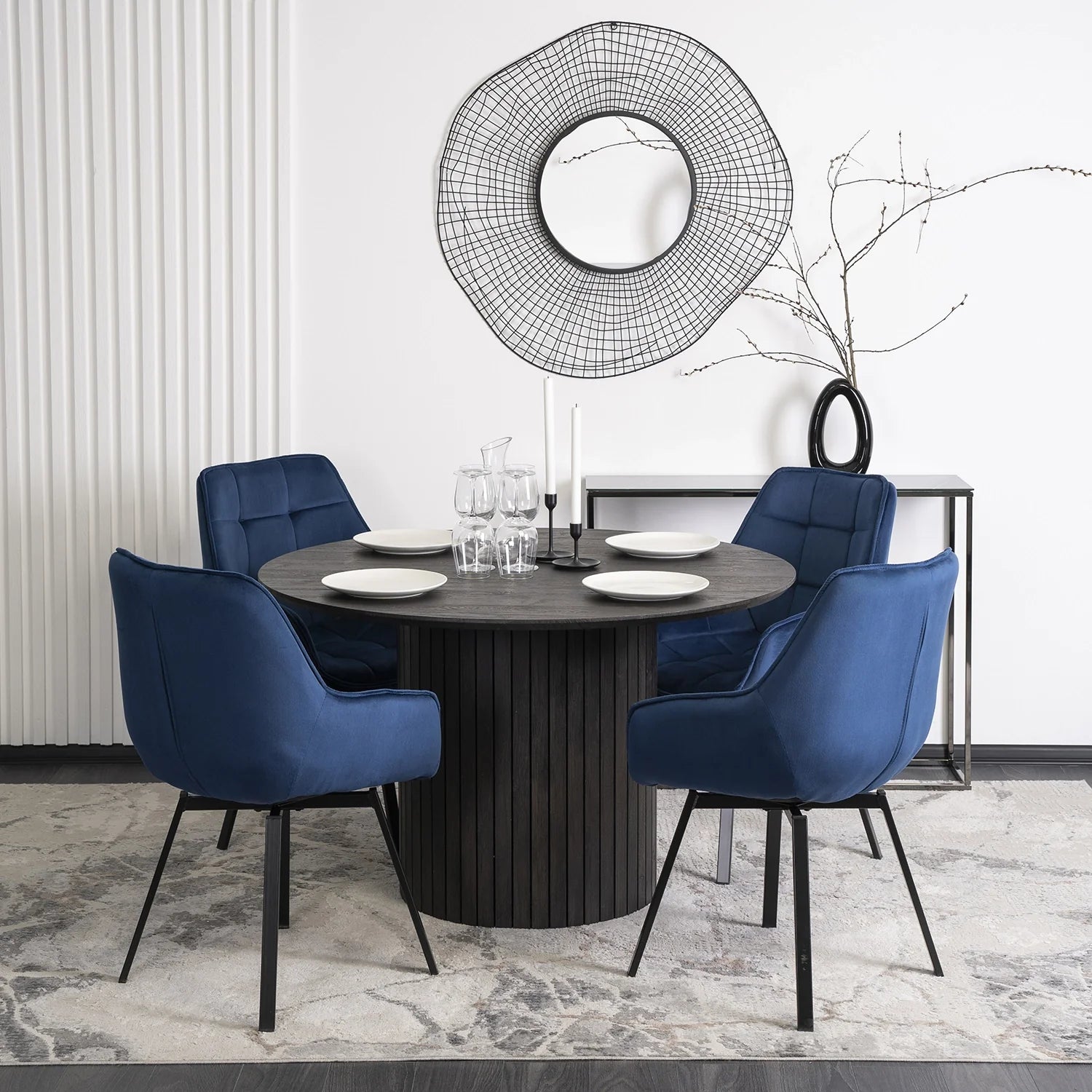 Elite LUNA Navy Blue Velvet Swivel Chair – Luxurious Comfort & Style