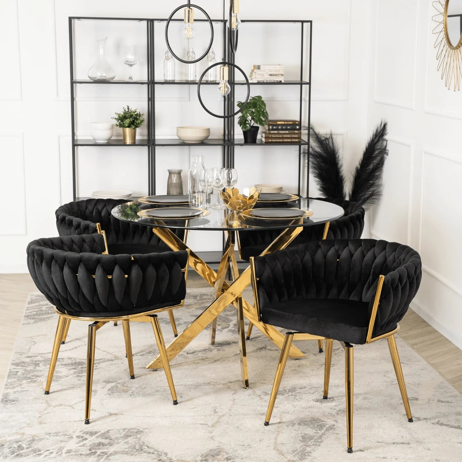 Elite RUBI Swivel Velvet Chair – Sophisticated Black & Gold Elegance