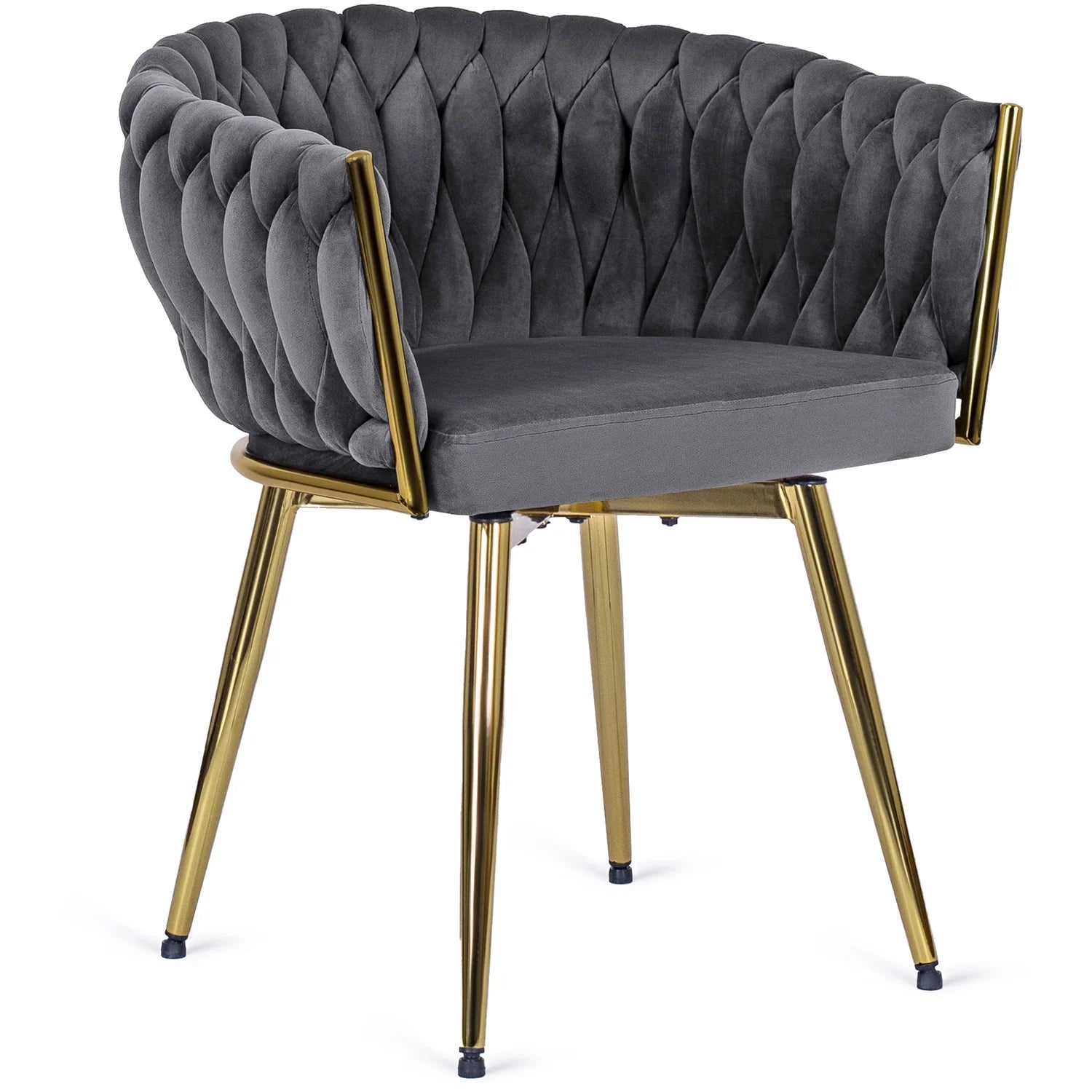 Elite RUBI Swivel Velvet Chair – Sophisticated Gray & Gold Elegance