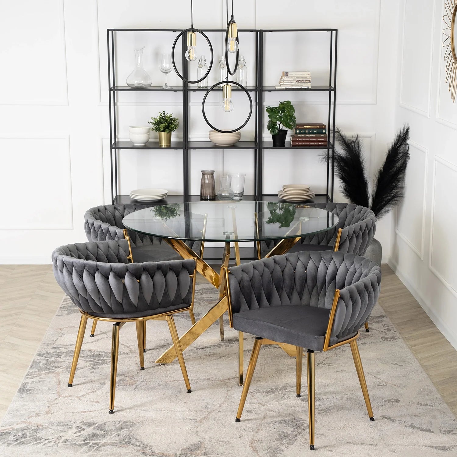Elite RUBI Swivel Velvet Chair – Sophisticated Gray & Gold Elegance