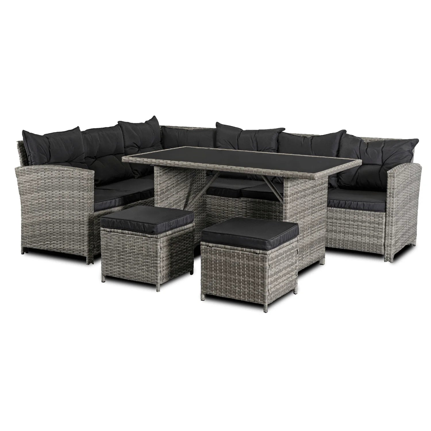 Elite DALLAS Gartenmöbel-Set Grau/Schwarz – Luxuriöse Rattan-Gartenlounge