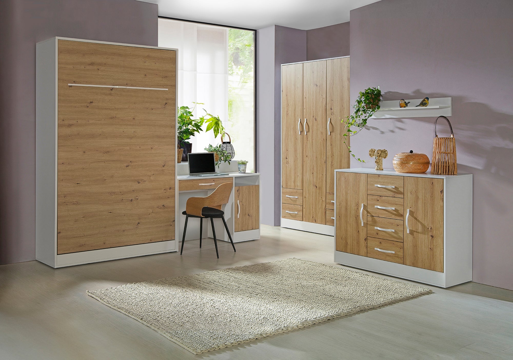 Vertical Murphy Bed Domel Oak-White 120, 140, 160 x 200 cm