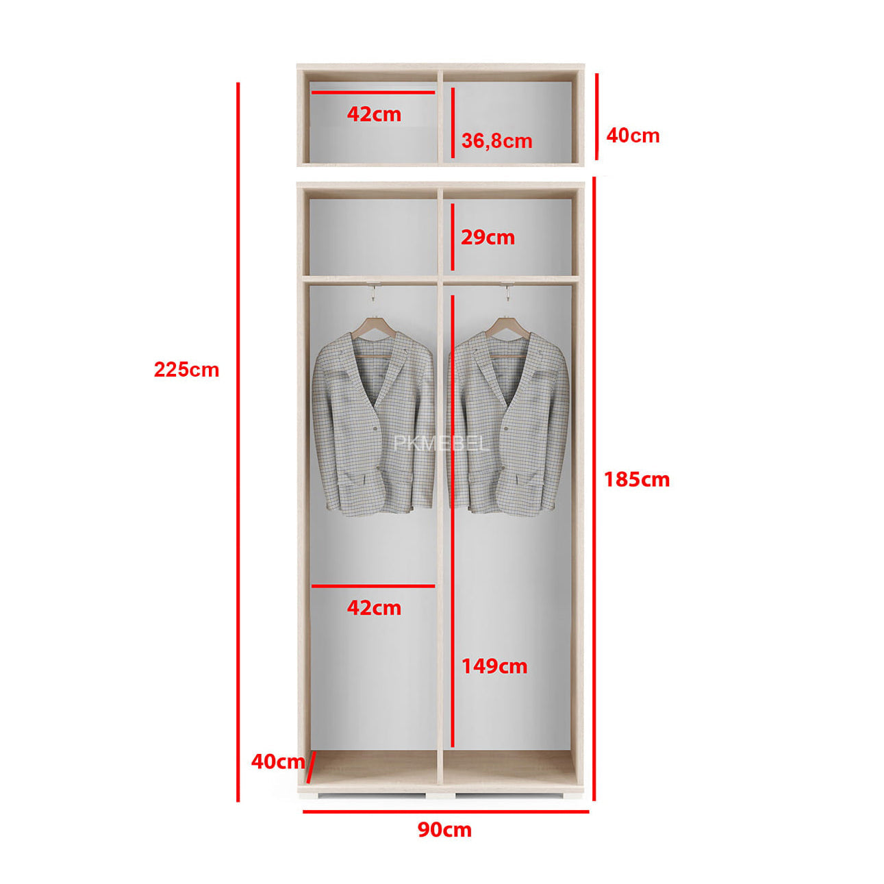 PK Emi 39 Hallway Wardrobe Graphite - Upholstered Panels in Various Colours