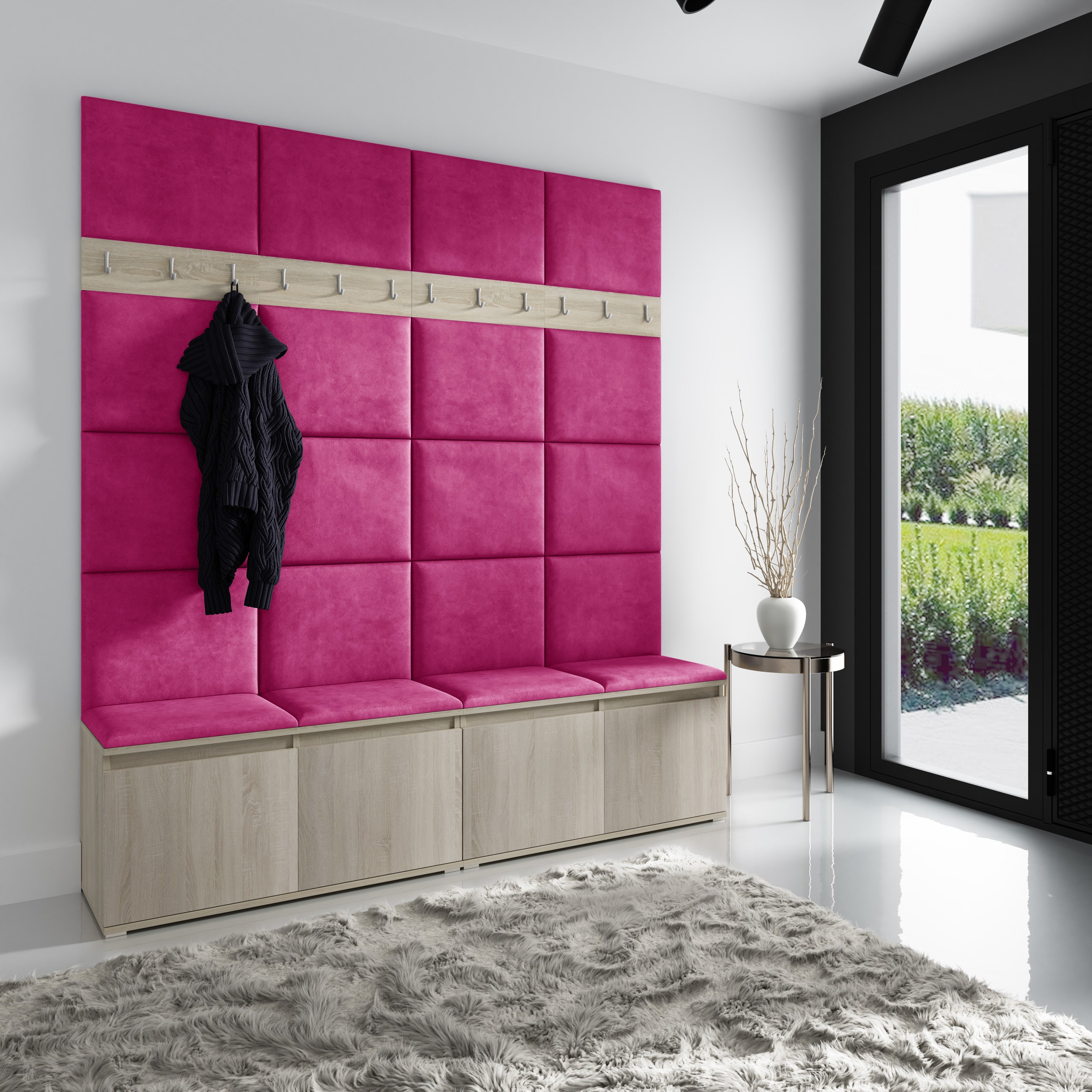 PK Emi 4 Flurgarderobe Sonoma - Polsterpaneele in verschiedenen Farben