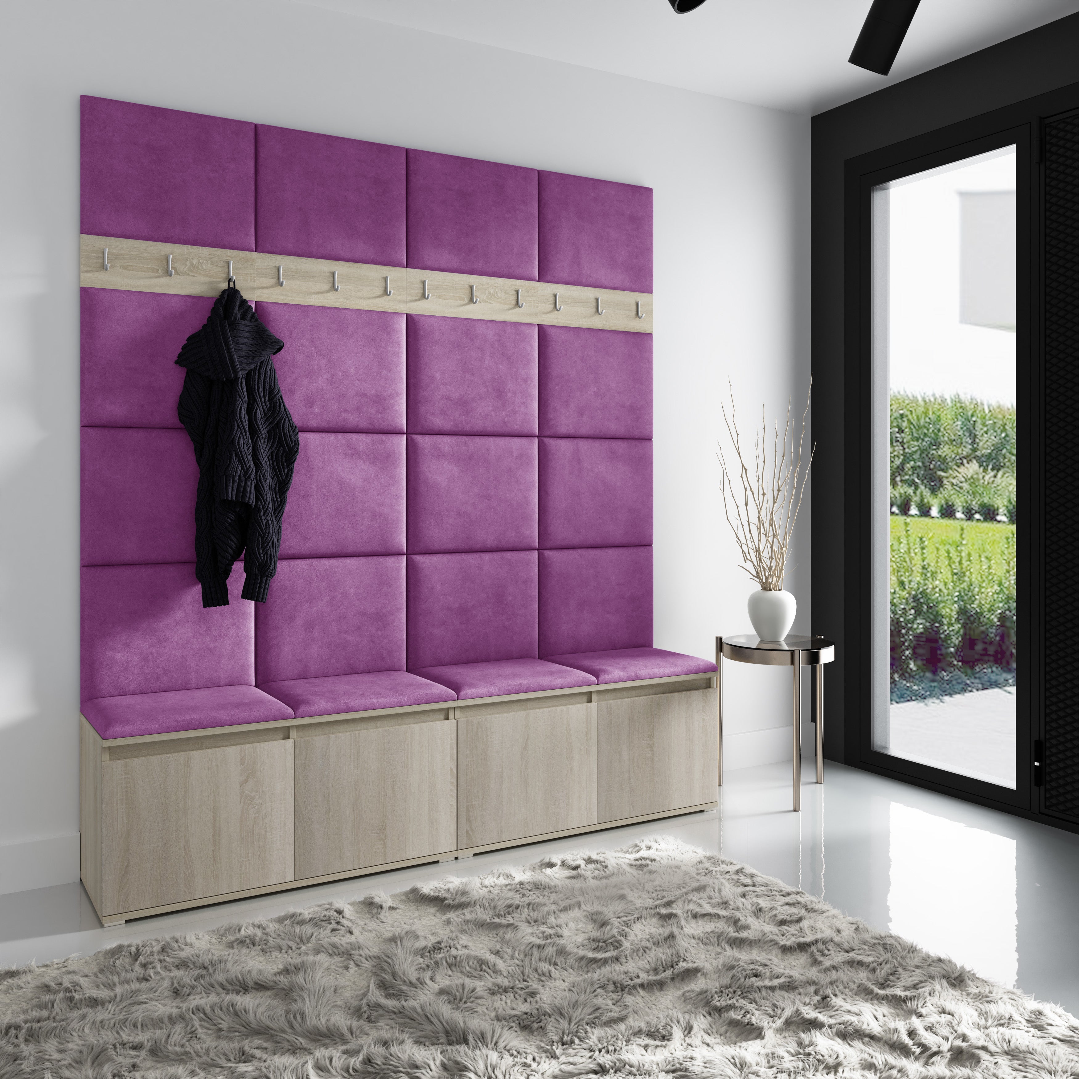 PK Emi 4 Flurgarderobe Sonoma - Polsterpaneele in verschiedenen Farben