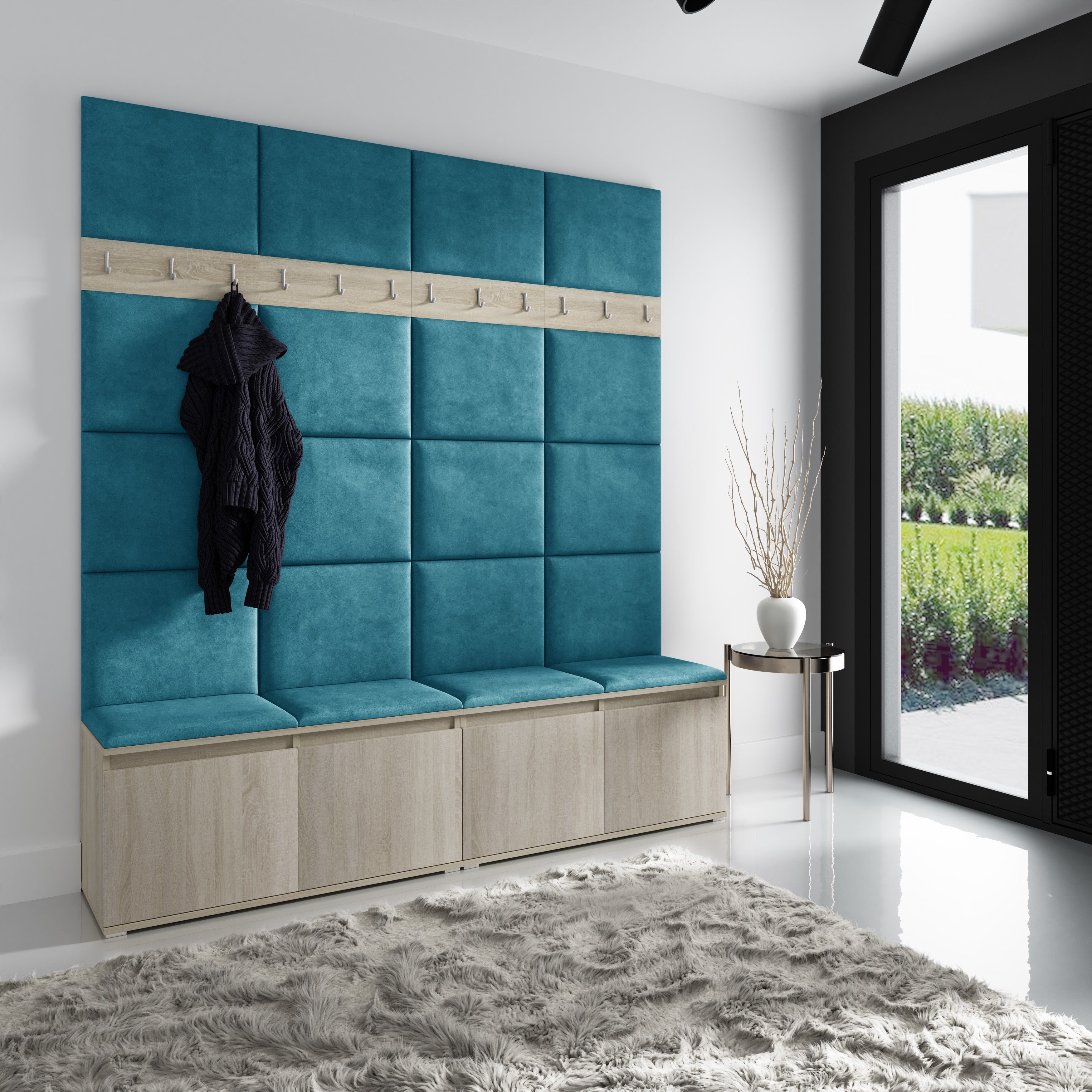 PK Emi 4 Flurgarderobe Sonoma - Polsterpaneele in verschiedenen Farben