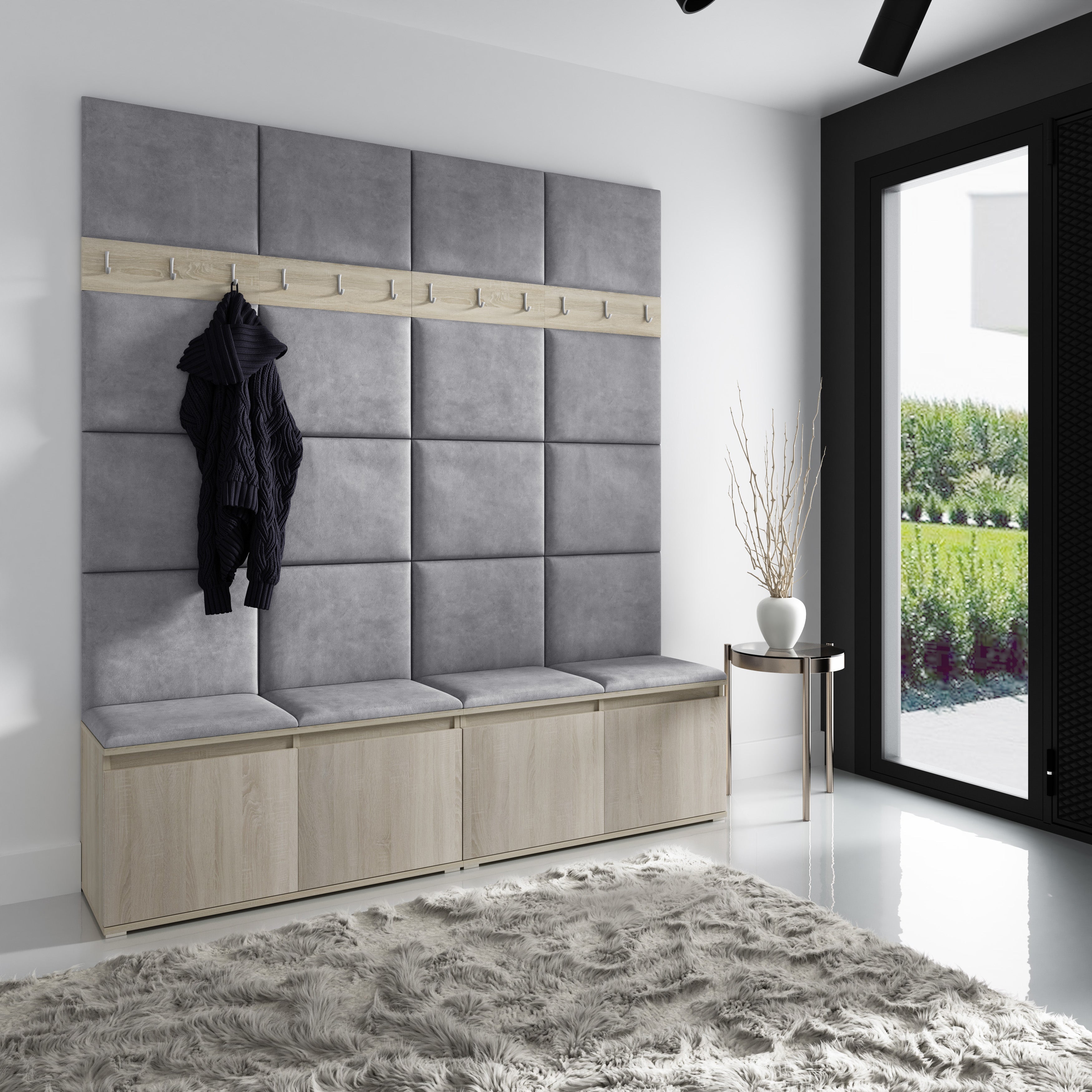 PK Emi 4 Flurgarderobe Sonoma - Polsterpaneele in verschiedenen Farben