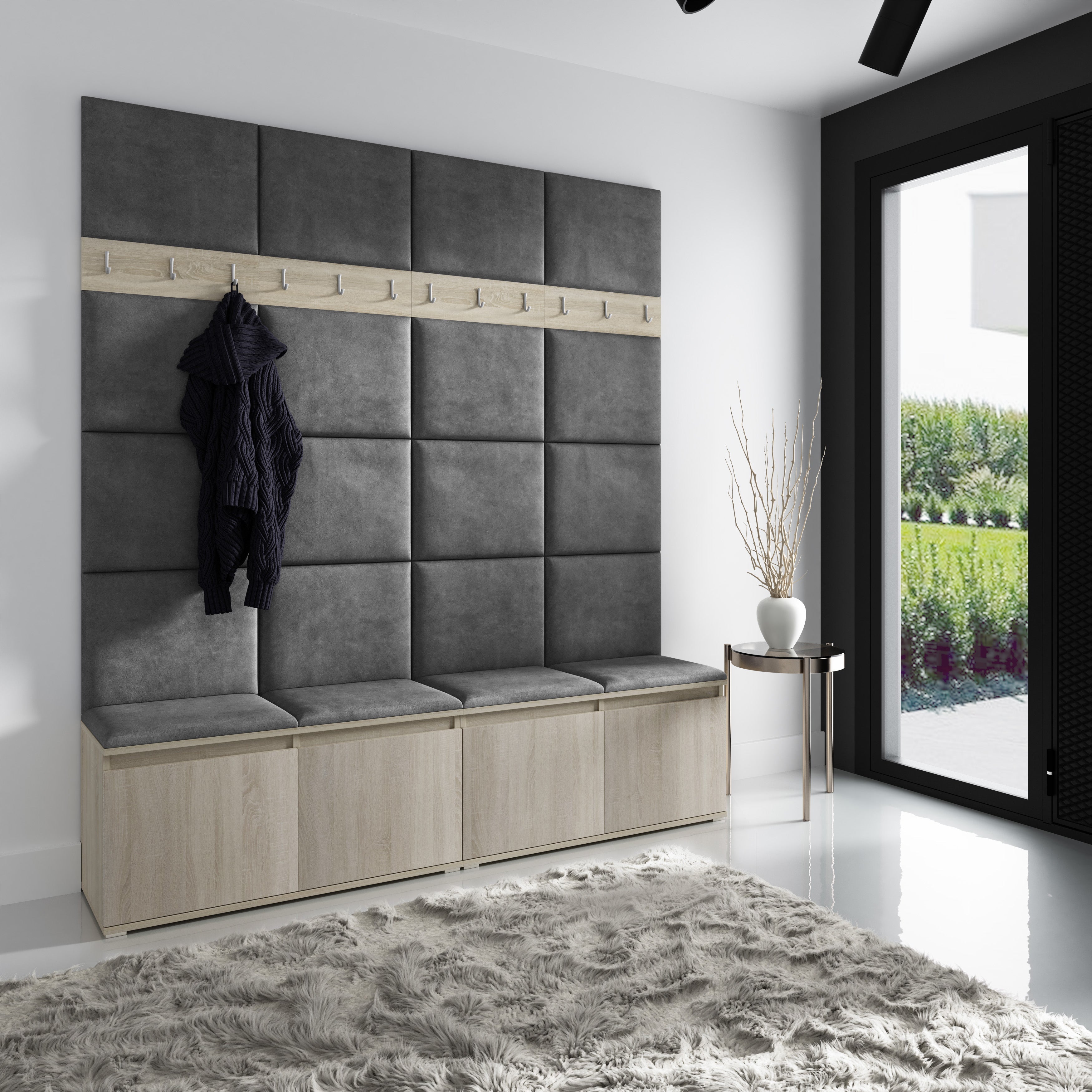 PK Emi 4 Flurgarderobe Sonoma - Polsterpaneele in verschiedenen Farben