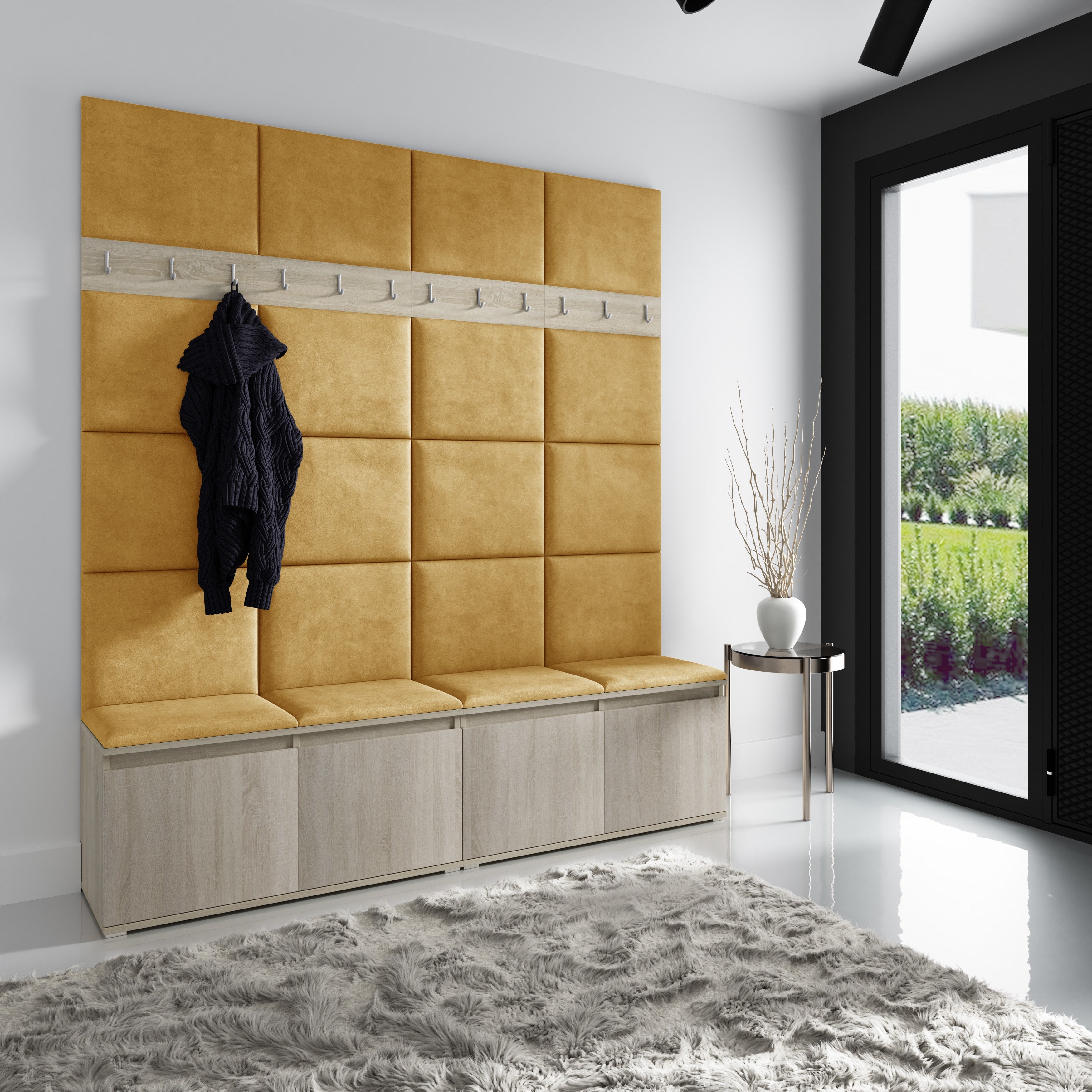 PK Emi 4 Flurgarderobe Sonoma - Polsterpaneele in verschiedenen Farben