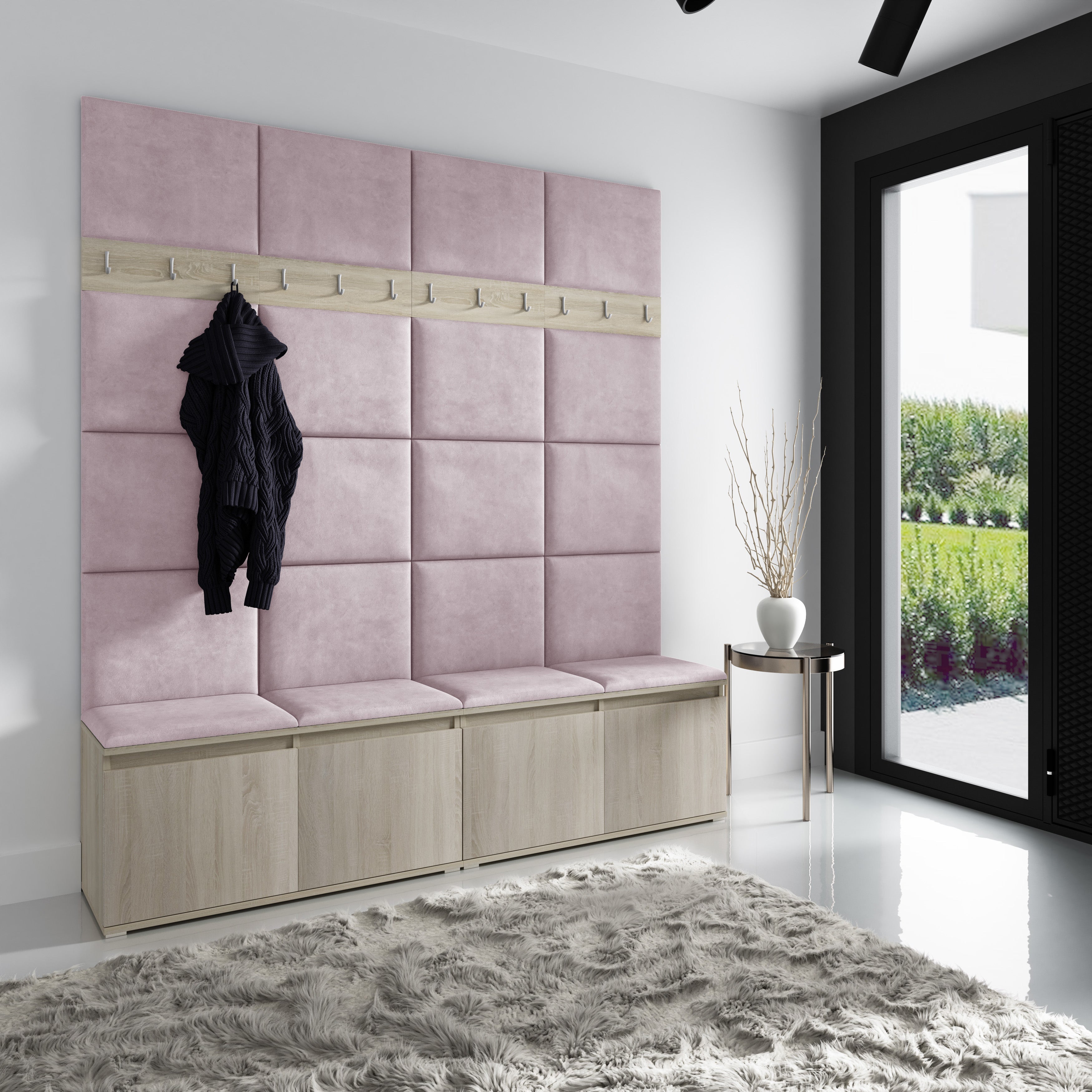 PK Emi 4 Flurgarderobe Sonoma - Polsterpaneele in verschiedenen Farben