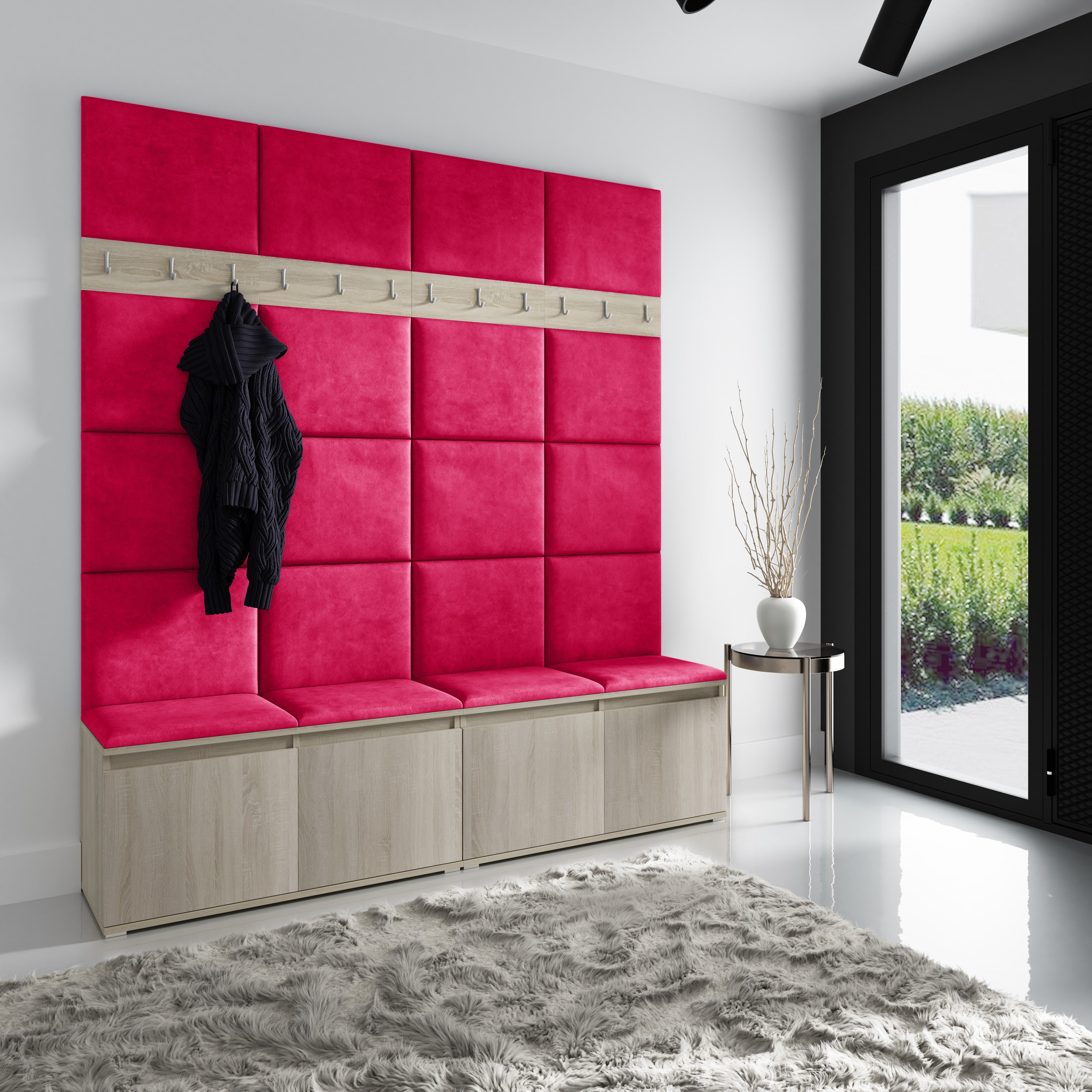 PK Emi 4 Flurgarderobe Sonoma - Polsterpaneele in verschiedenen Farben