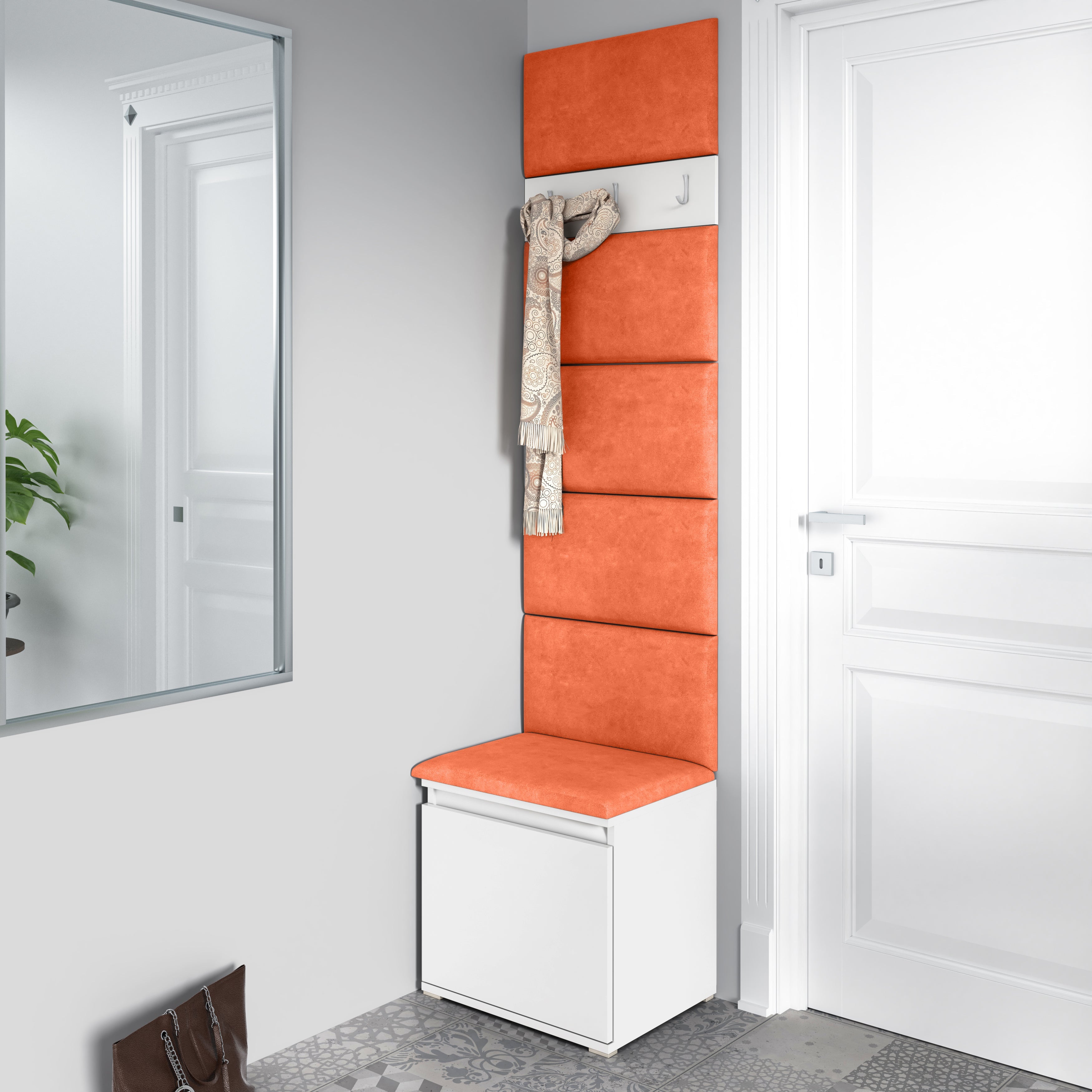 PK Emi 7 Hallway Wardrobe White - Upholstered Panels in Various Colours