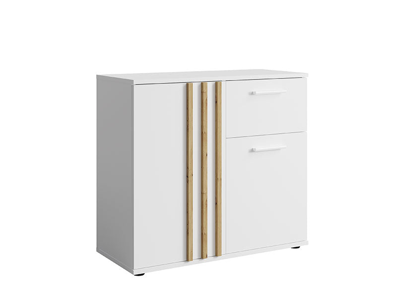MO Toll 2-türiges Sideboard mit 1 Schublade – Weiß / Artisan-Eiche