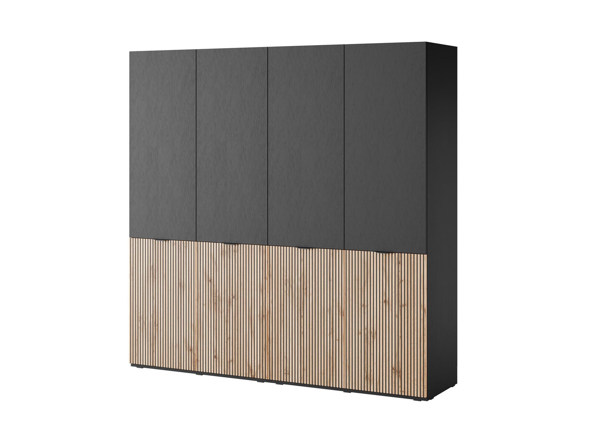 PI Sandbox Modularer Kleiderschrank mit 2 Türen – Sento Schwarzgraphit / Wotan Eiche