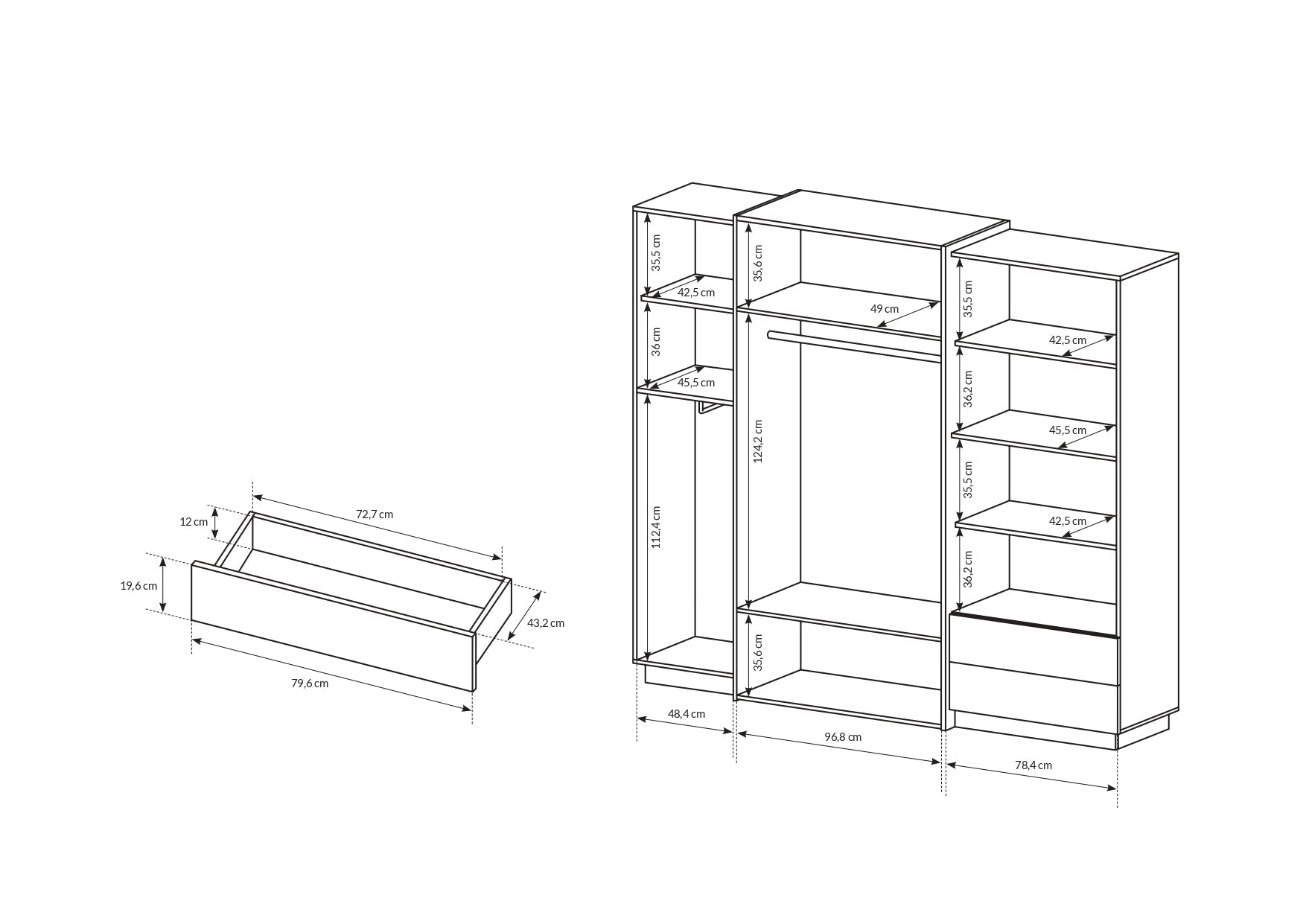 Lask 3D – Kleiderschrank 230 cm | Weiß &amp; Craft Eiche