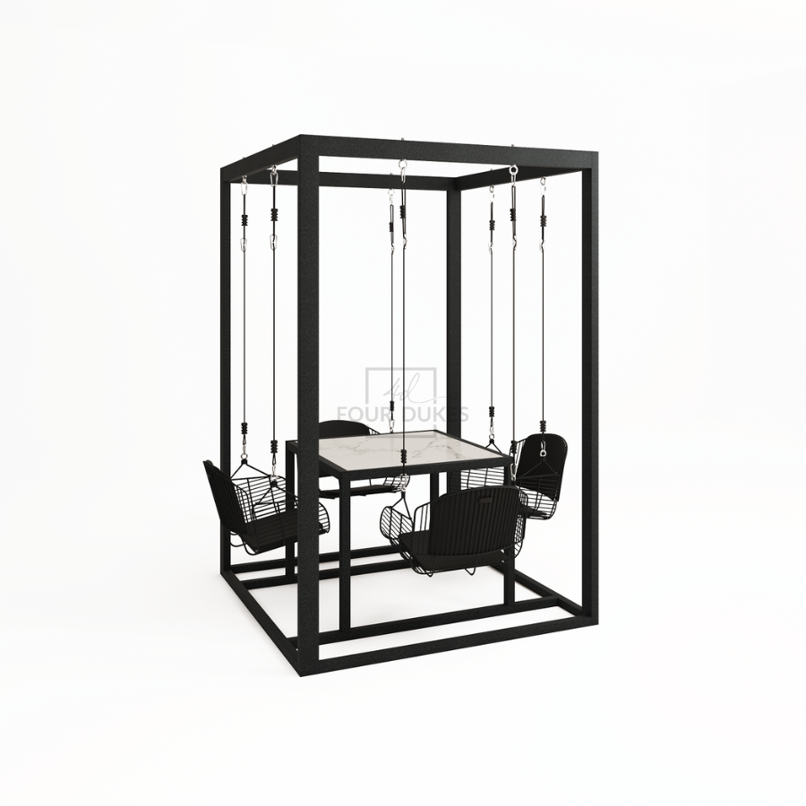 Four Dukes 4-Sitzer-Schaukeltisch-Set – Metallschaukeln