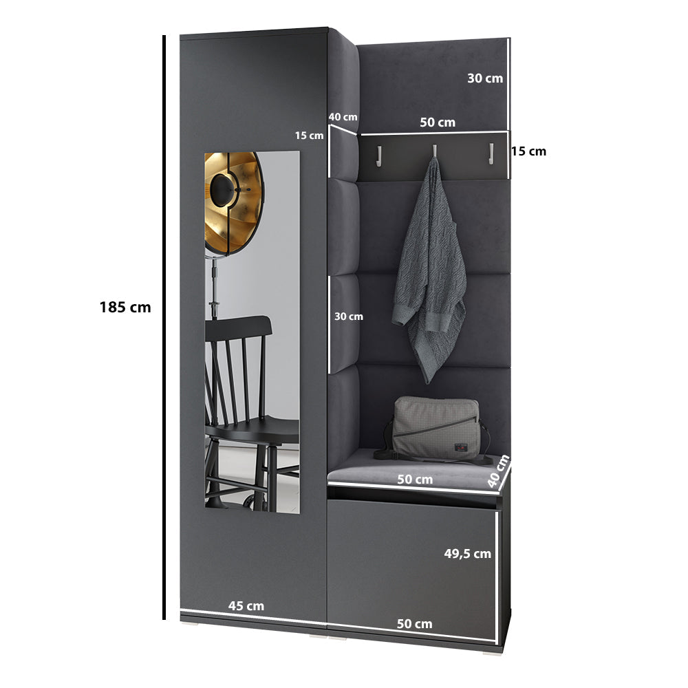 PK Emi 13 Flurgarderobe Sonoma - Polsterpaneele in verschiedenen Farben