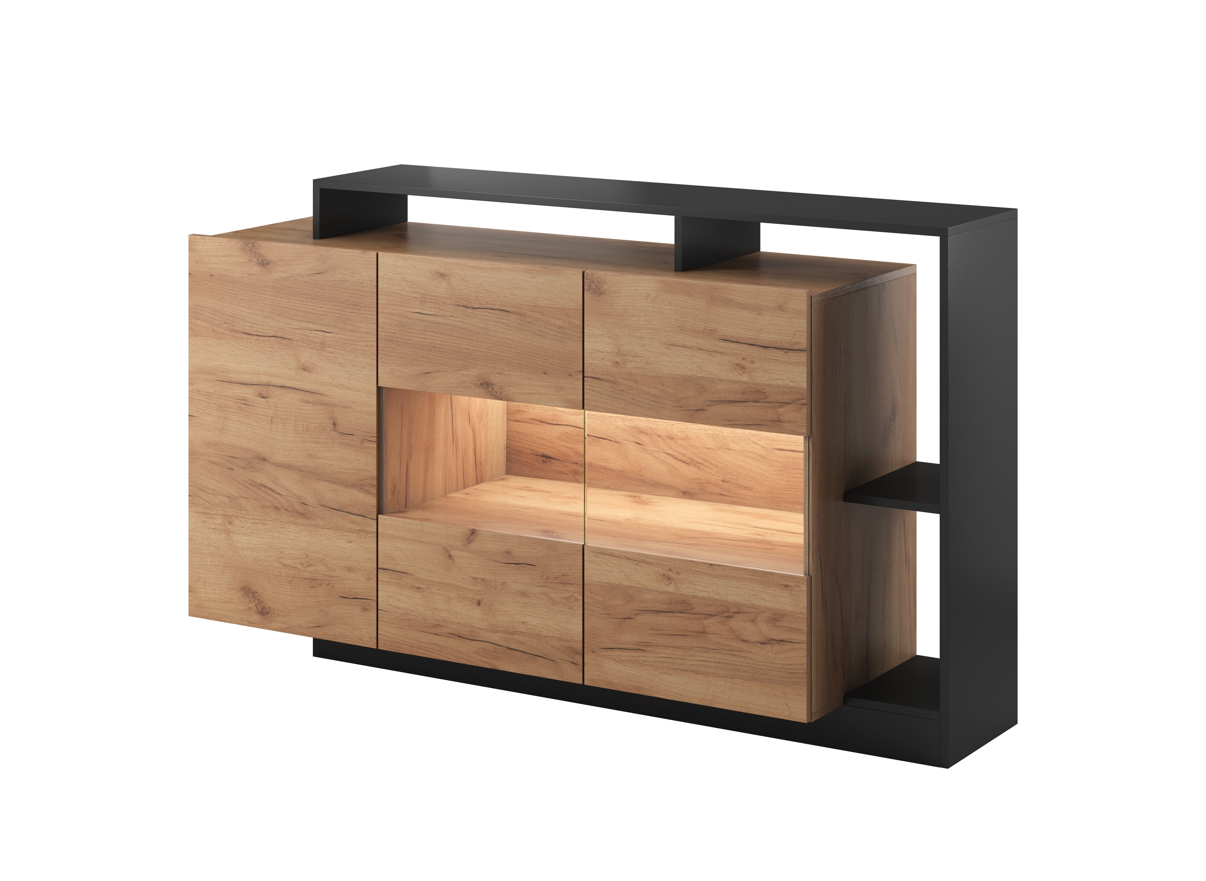 Lask ALVA Sideboard - 155 x 30–44 x 93,5 cm - Anthrazit