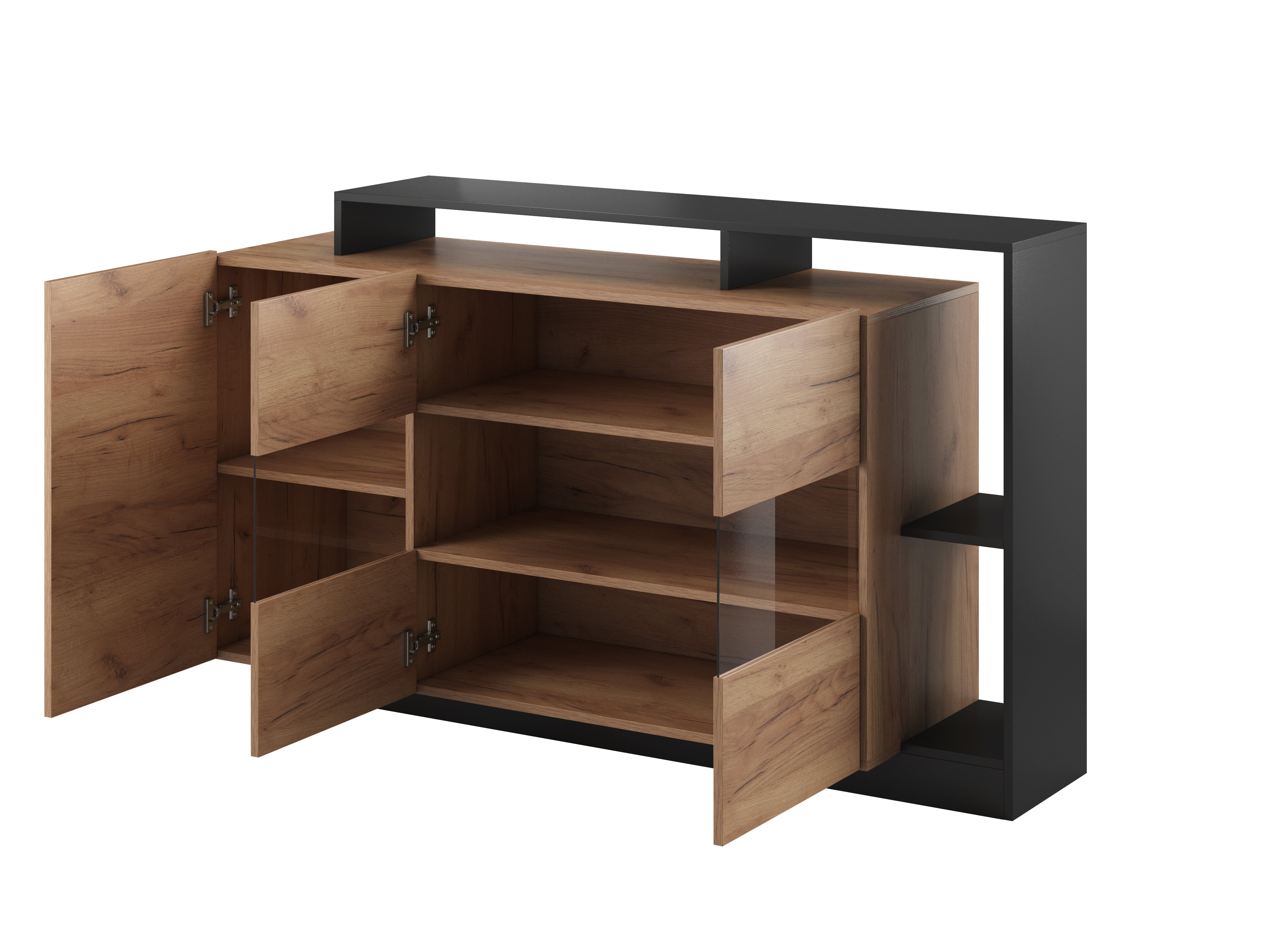 Lask ALVA Sideboard - 155 x 30–44 x 93,5 cm - Anthrazit