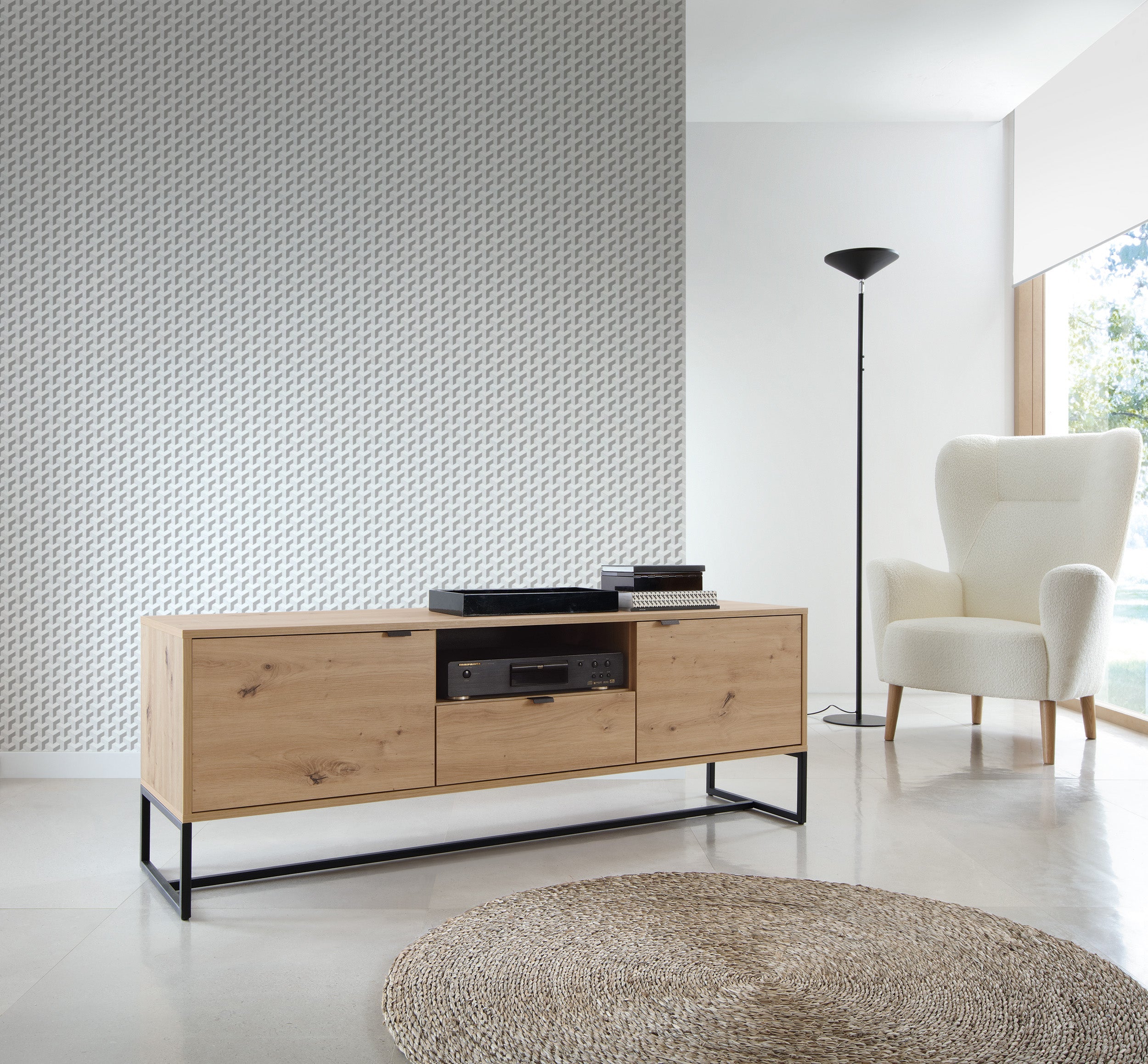 Amber TV-Ständer - Moderner Loft-Stil und Funktionalität in einem Fernsehschrank