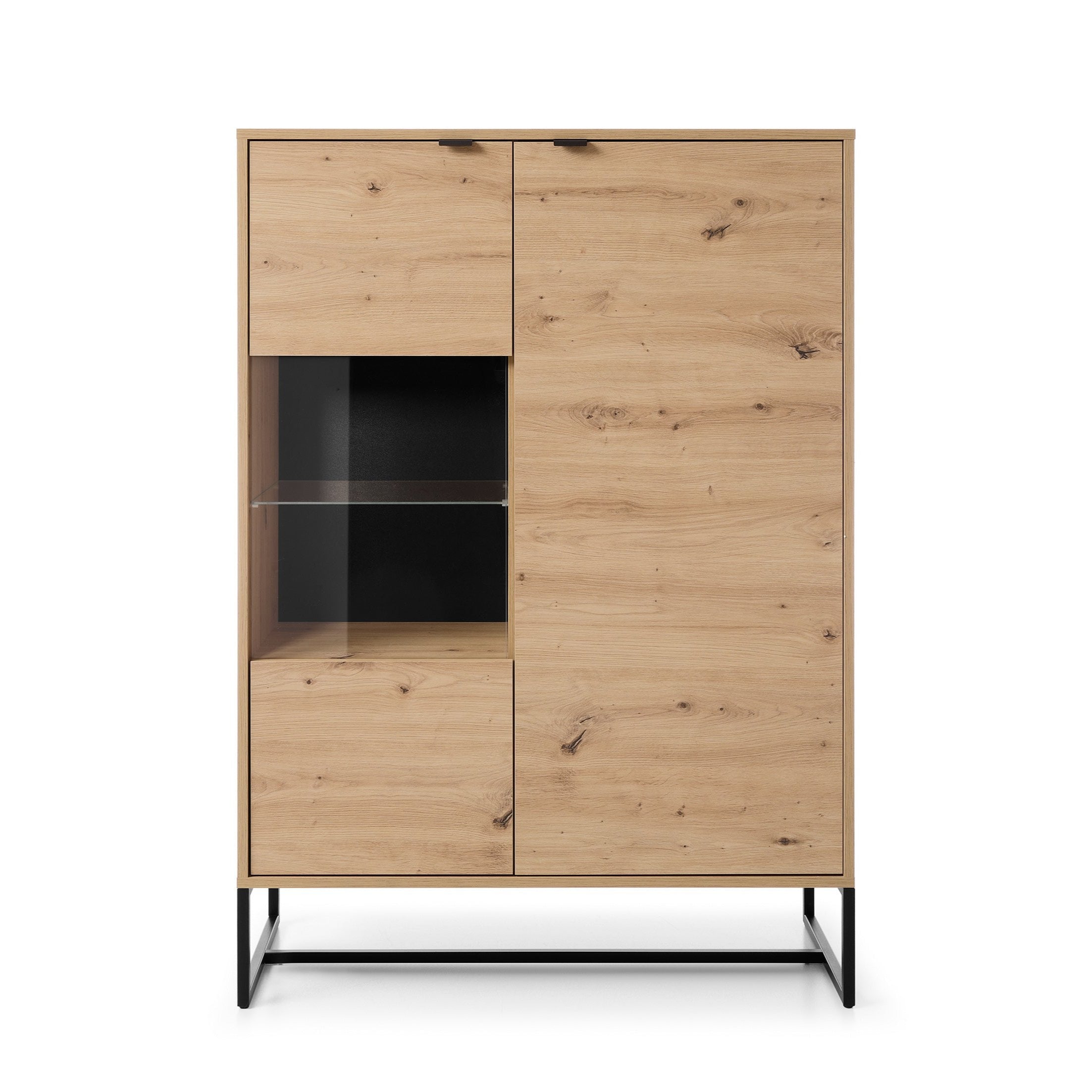 Amber Cabinet 93 - Aufbewahrungsschrank mit zwei Türen und Glasvitrine