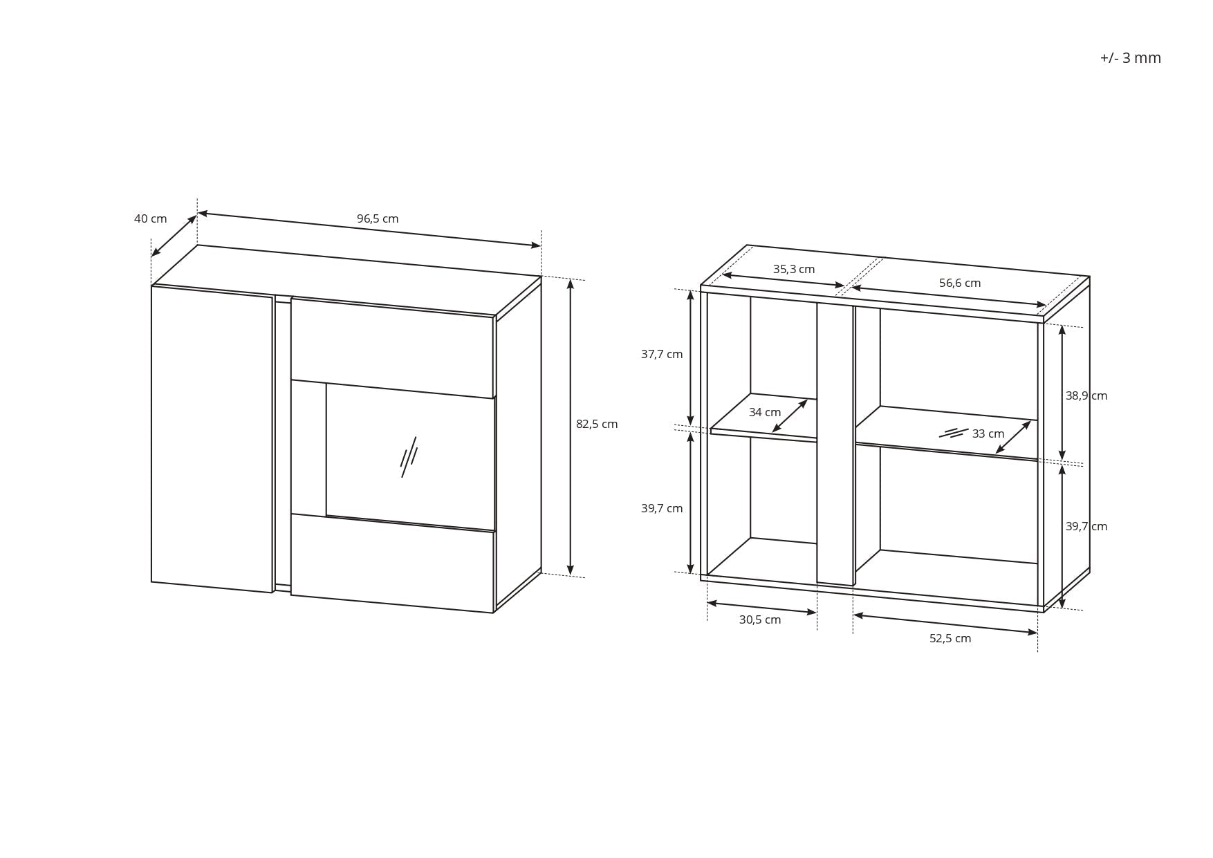 Lask ARCO Wandvitrine 96 - 96,5 x 40 x 82,5 cm - weiß