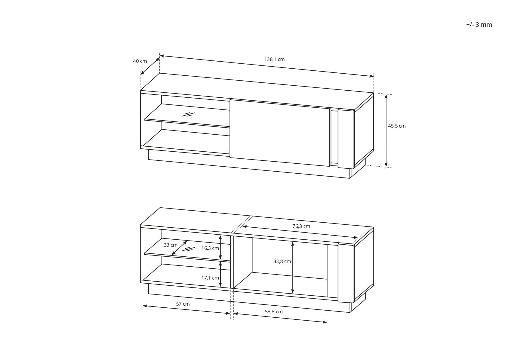 Lask ARCO TV-Ständer 138 – 138,1 x 40 x 45,5 cm – Weiß