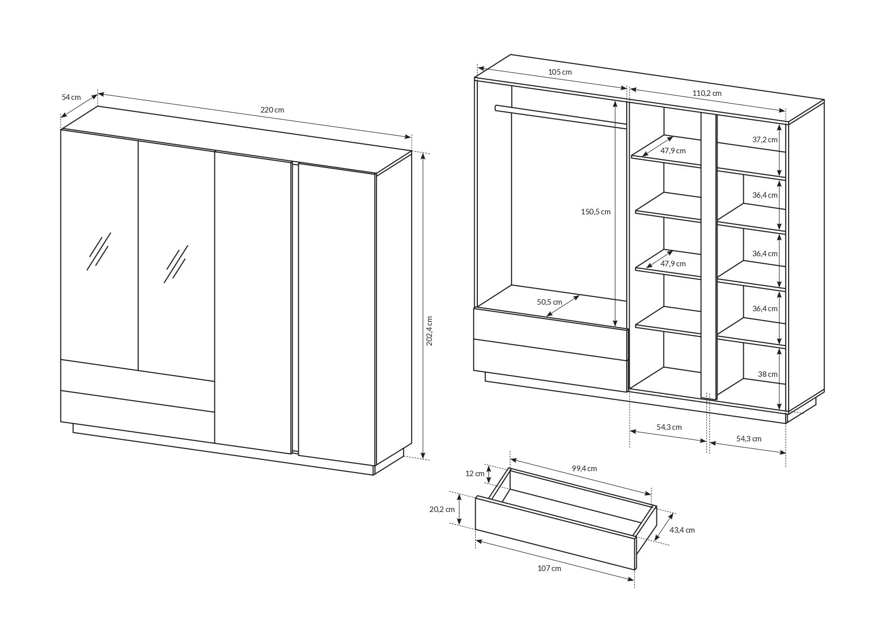 Laskarco Artisan – 4-türiger Kleiderschrank