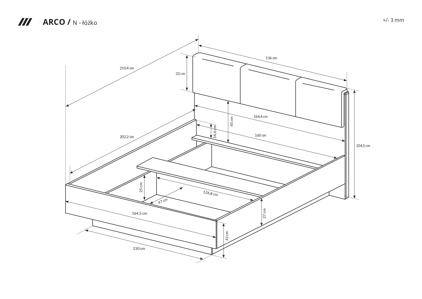 Laskarco Weiß – Bett