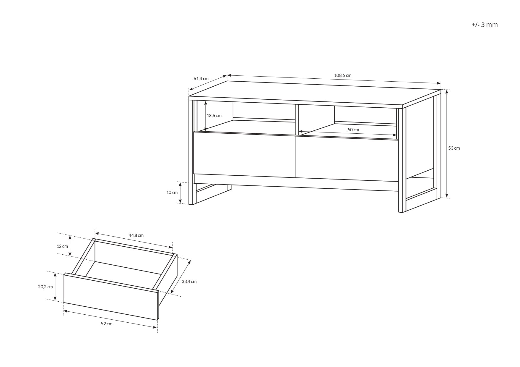 Laskarden Couchtisch – 108,6 x 61,4 x 53 cm