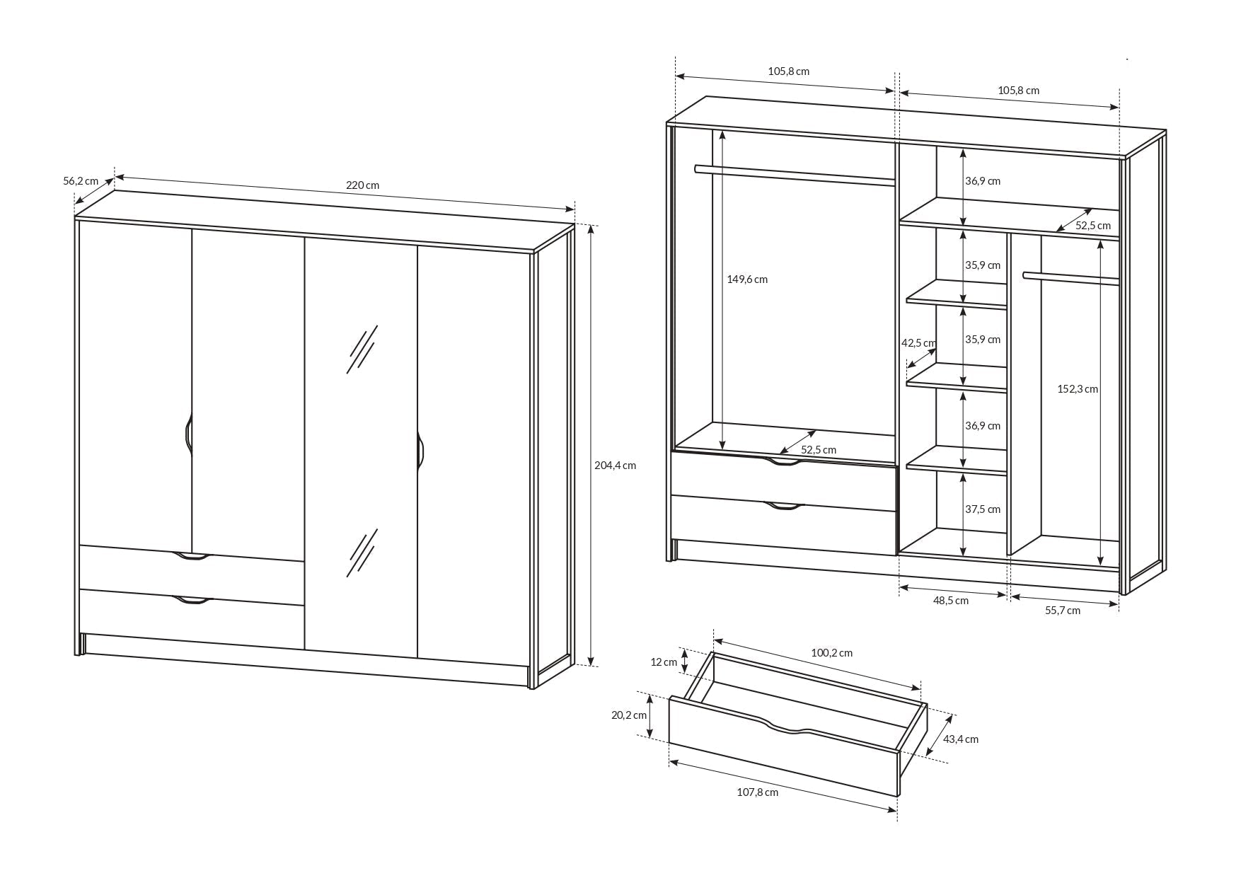 Lask Arden – Kleiderschrank mit 4 Türen